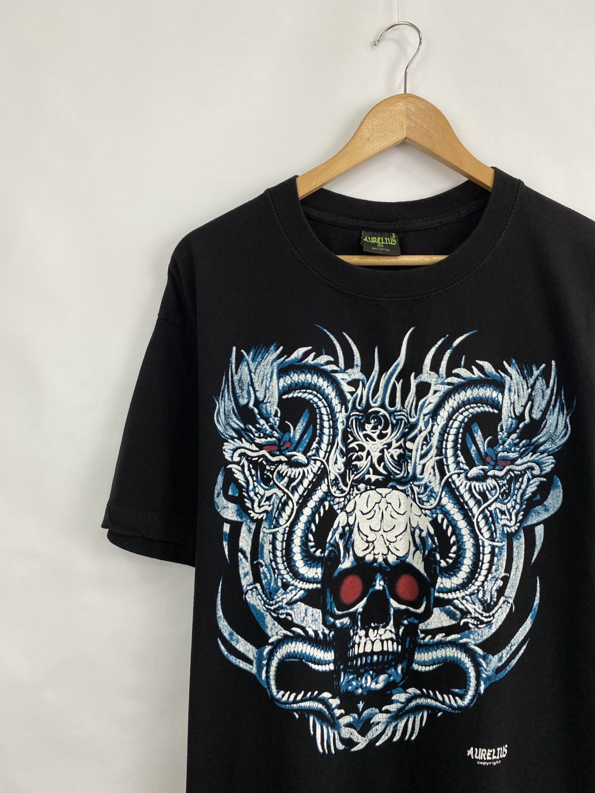 4GSELLER 💀 Vintage Skull Dragon All Over Print T-Shirt Y2K Retro Rare Size US XL / EU 56 / 4 - 2 Thumbnail