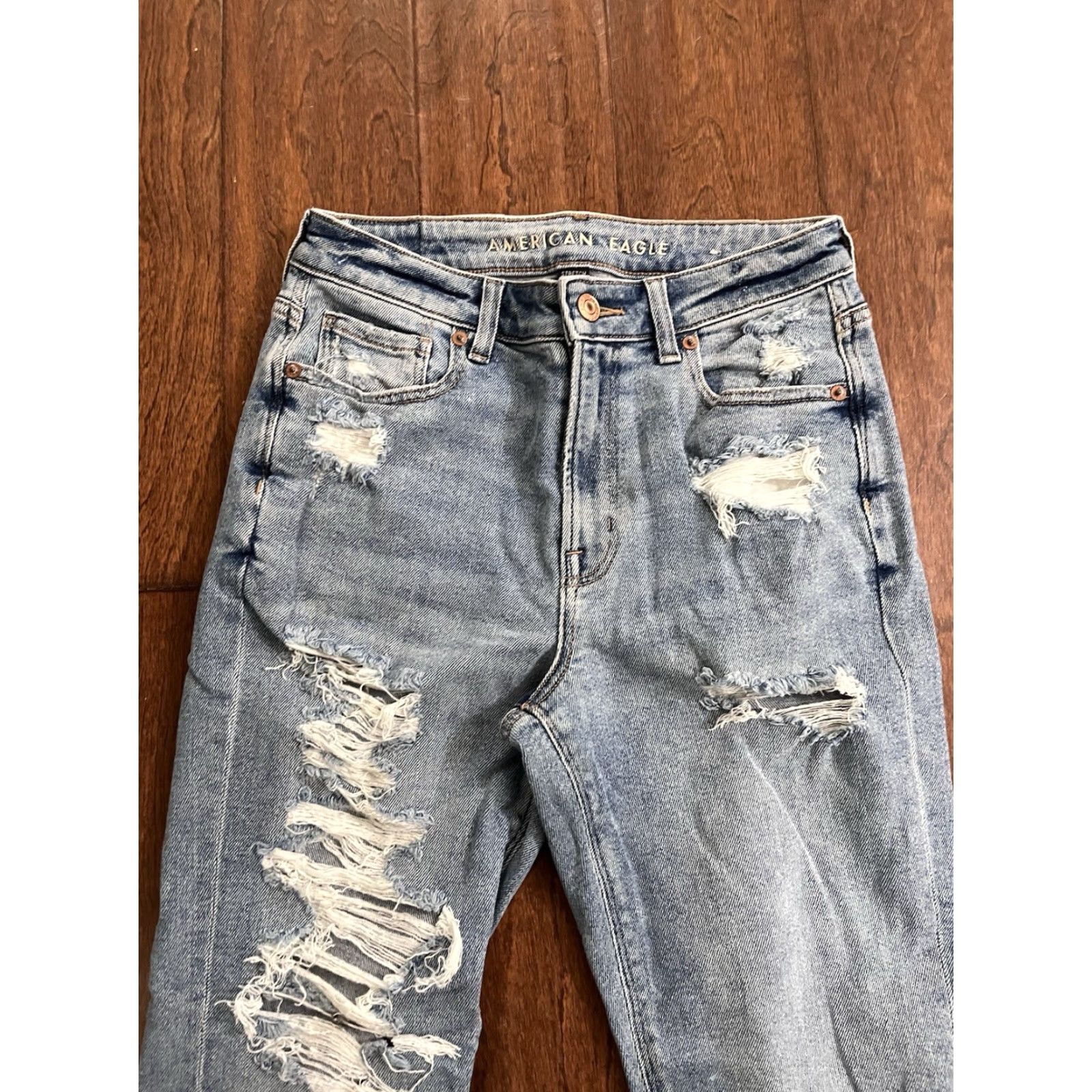 American Eagle Outfitters American Eagle Jeans Women Regular High Rise Distressed Jegging Blue 2 26in 25.5in Zip Pockets Stretch Size 26" / US 2 / IT 38 - 2 Thumbnail