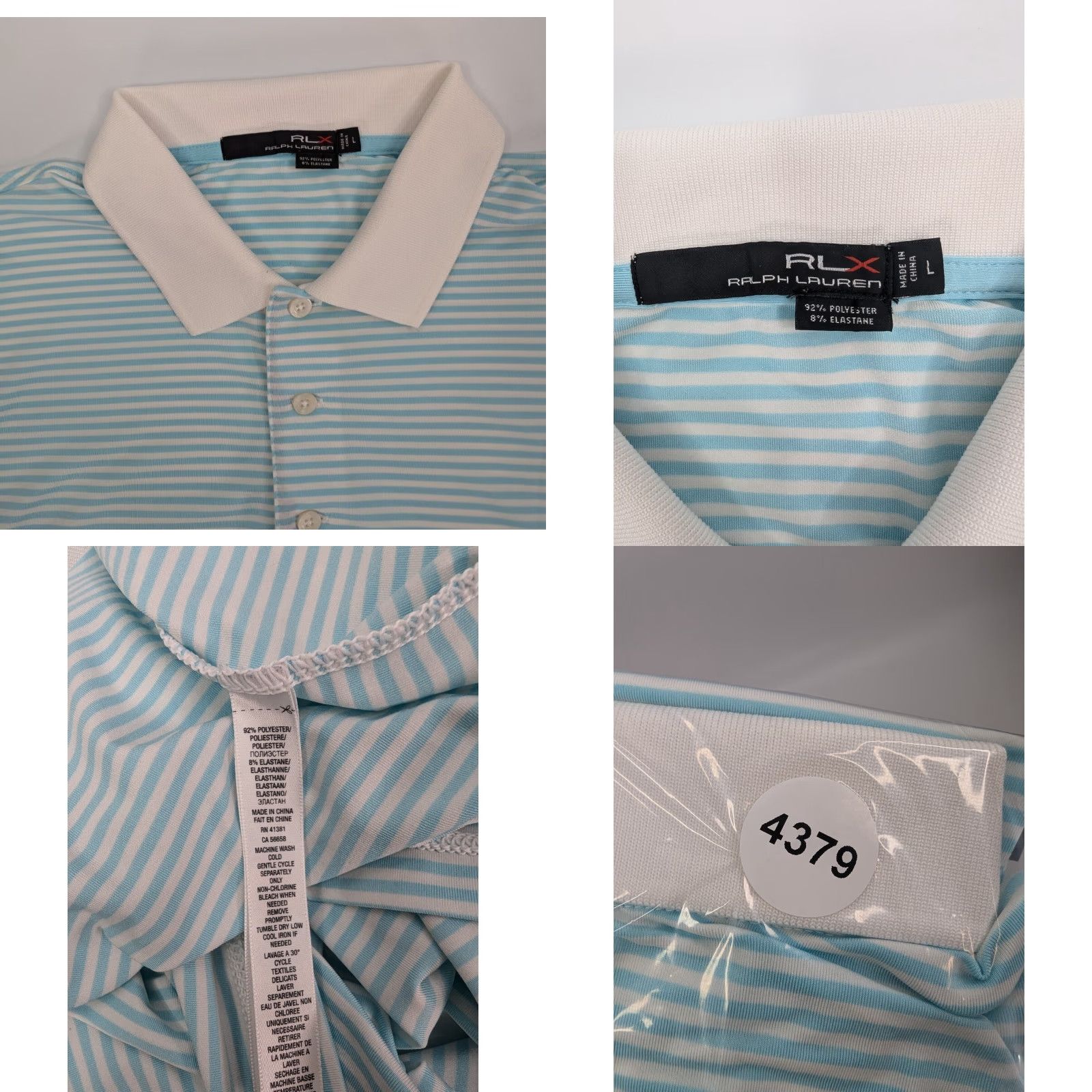 RLX Ralph Lauren Ralph Lauren RLX Polo Shirt Adult Mens L White Blue Striped Lightweight Golf Shirt Polo Men Casual Business Wedding Size US L / EU 52-54 / 3 - 8 Thumbnail