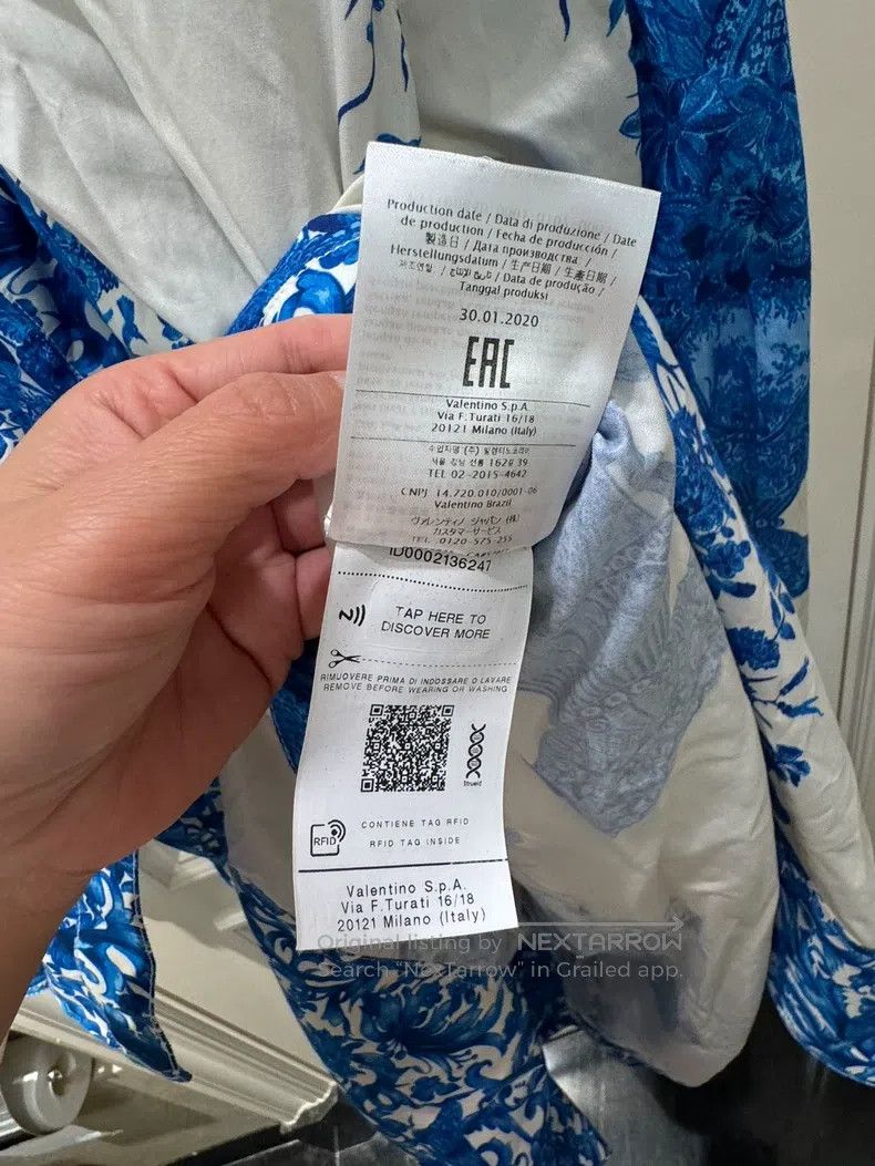 Valentino Valentino Blue and white porcelain cotton dress Size L / US 10 / IT 46 - 7 Thumbnail