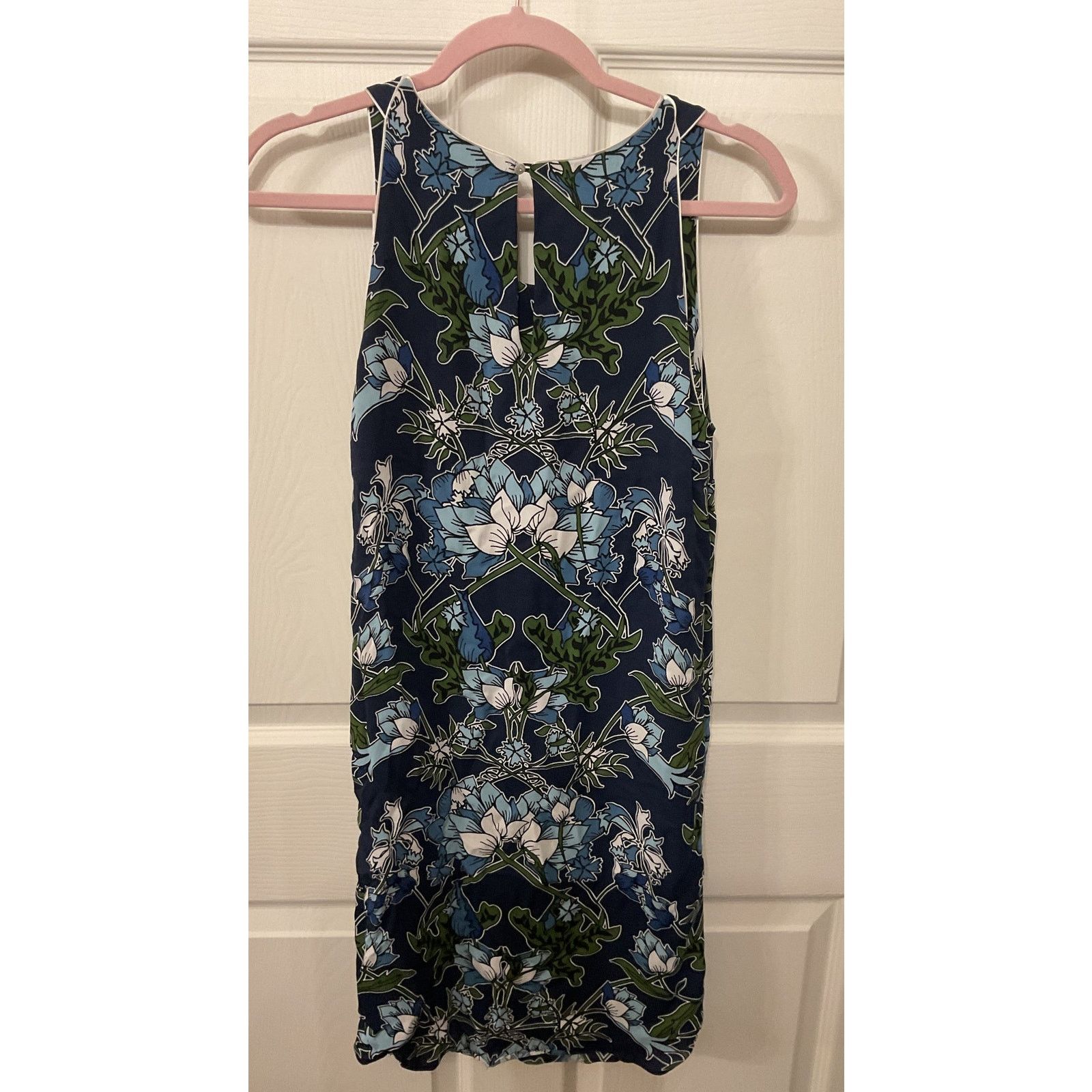 Massimo Dutti Massimo Dutti Navy Blue Botanical Floral Scoop Neck Dress, 4 Size S / US 4 / IT 40 - 11 Thumbnail