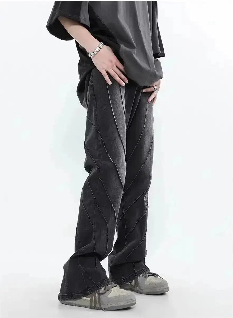 Japanese Brand Retro washed patchwork micro flared jeans Size US 32 / EU 48 - 1 Thumbnail