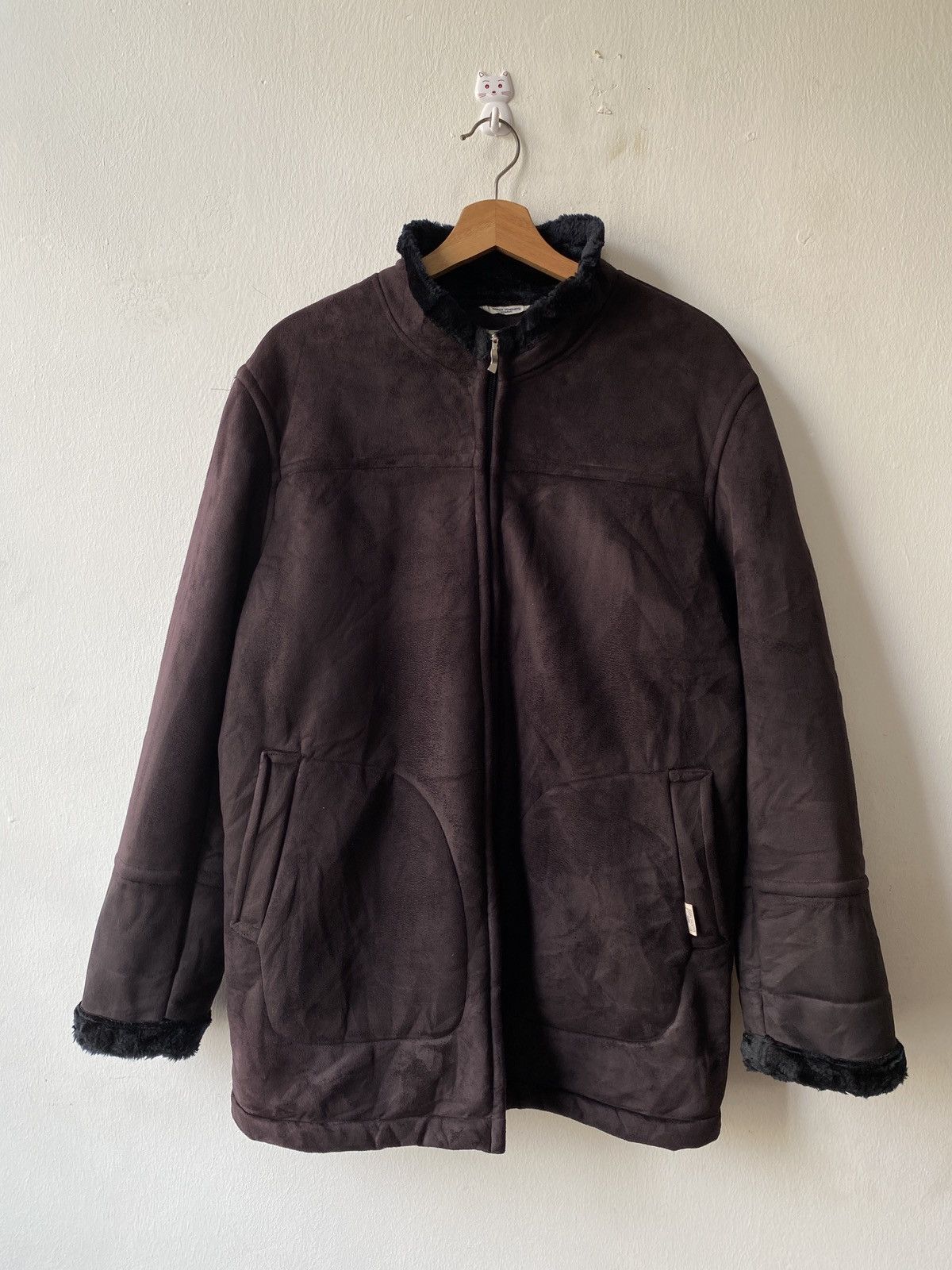 Japanese Brand × Kansai Yamamoto 1990s Kansai Yamamoto Homme Suede Leather Fur Lining Jacket Size US L / EU 52-54 / 3 - 3 Thumbnail