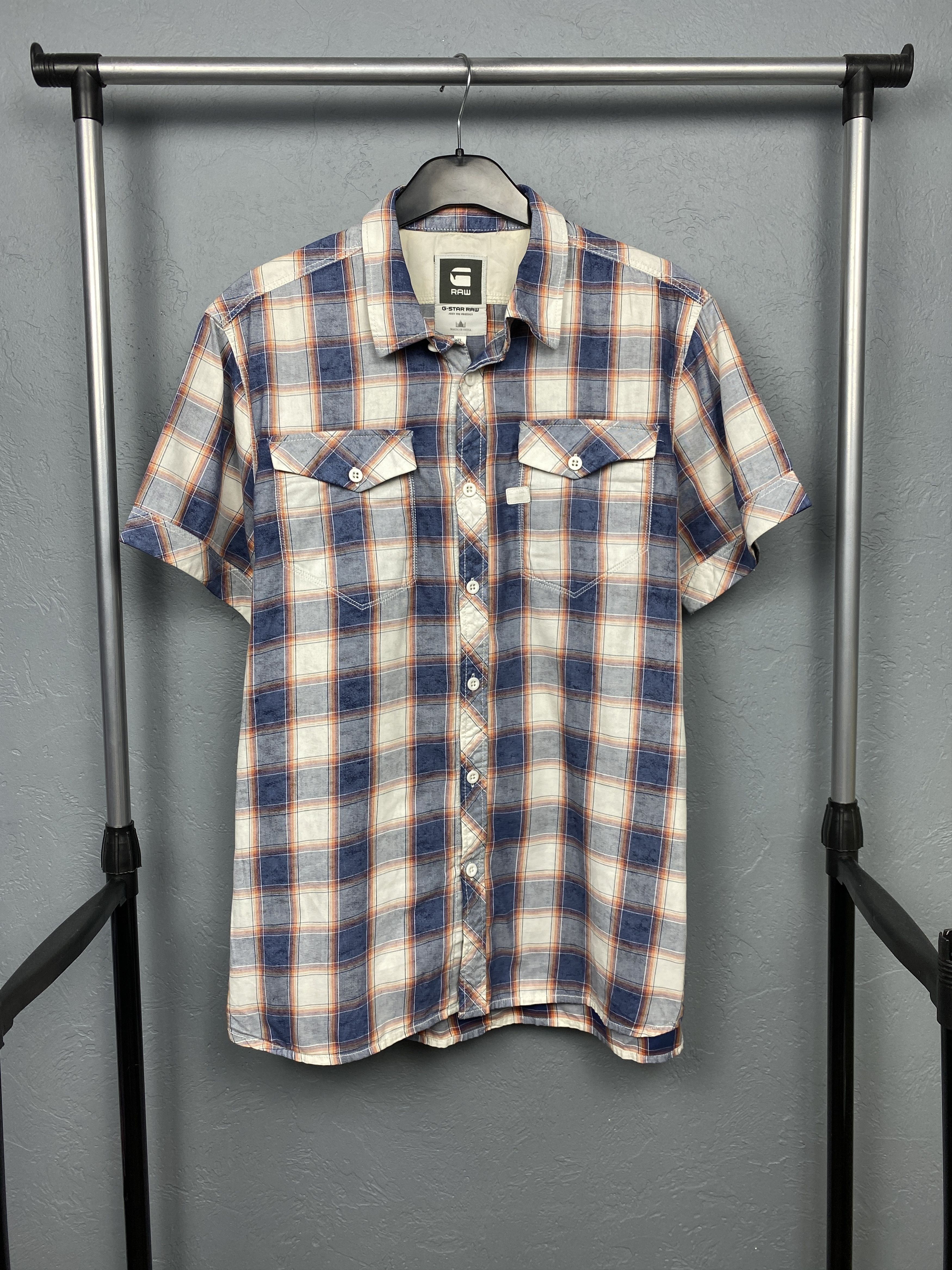 G-Star G Star Raw Vintage Mens Tacoma Short Sleeve Plaid Shirt Size US XL / EU 56 / 4 - 1 Thumbnail