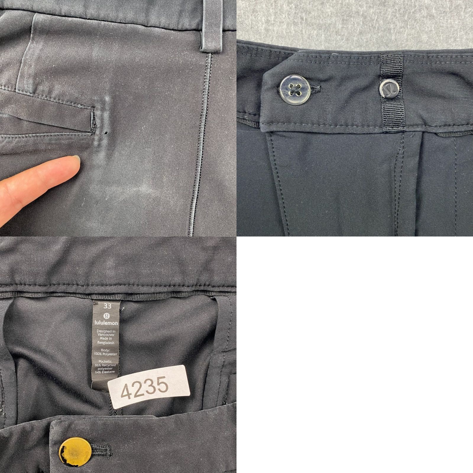 Lululemon Lululemon Pants Mens 33 Black Flat Front Tapered Chino Pockets Golf Performance Modern Casual Seasonal Materials Polyester Elastane Breathable Nos Size US 33 - 10 Thumbnail