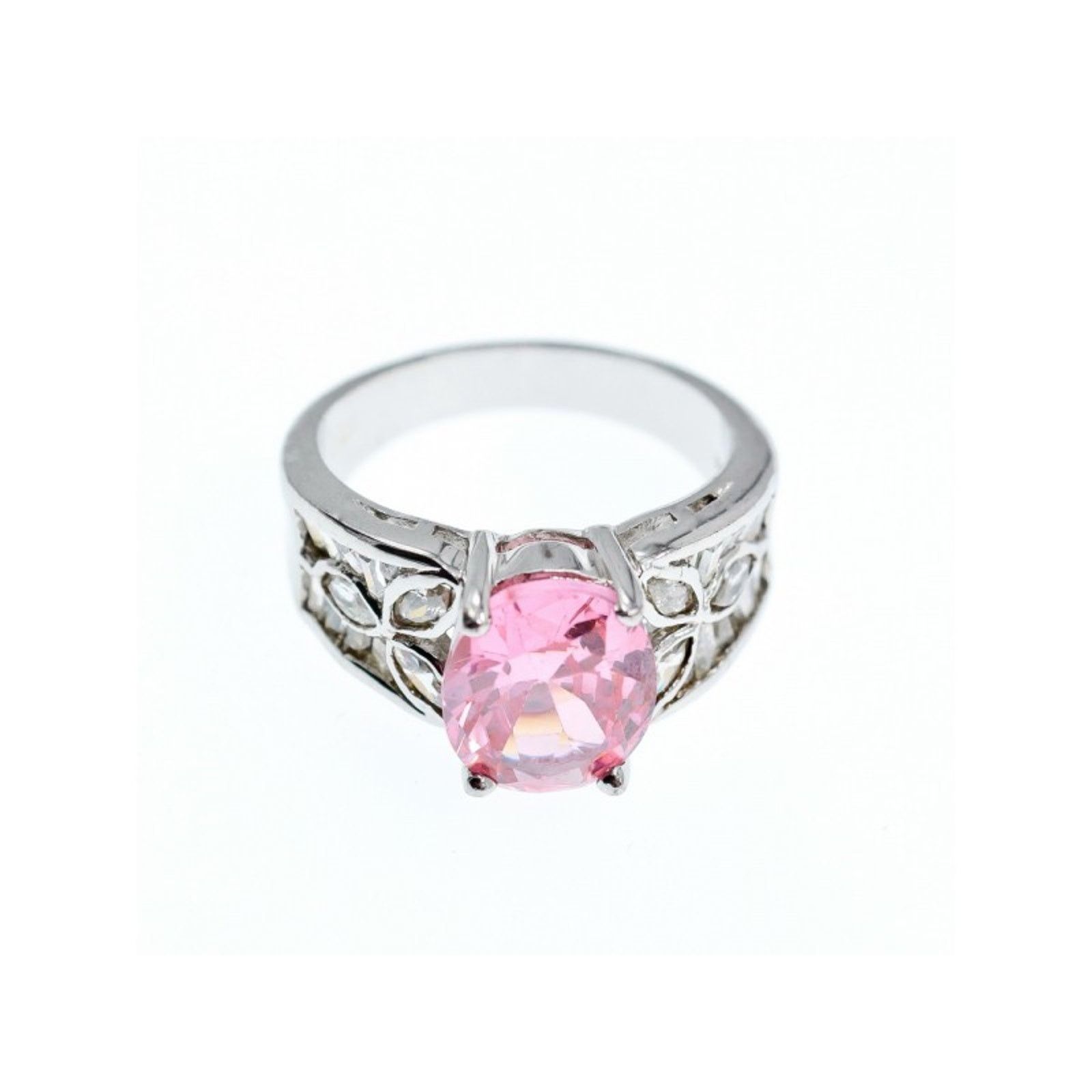 Jewelry 925 STERLING SILVER PINK & WHITE CZ RING SIZE 8 Size ONE SIZE - 5 Thumbnail