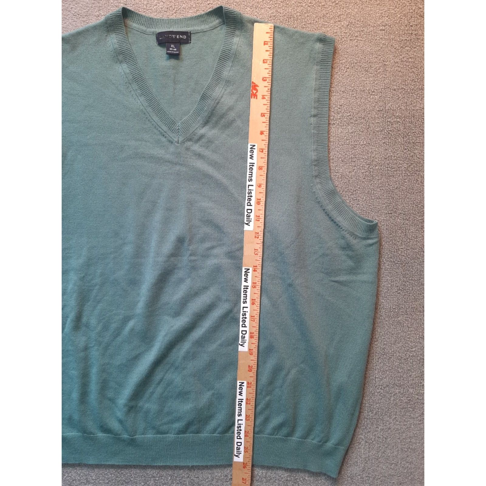 Lands' End Lands' End Sweater Vest Mens XL V-Neck Mint Green Pullover Knit Casual Golf Walking Size US XL / EU 56 / 4 - 3 Thumbnail