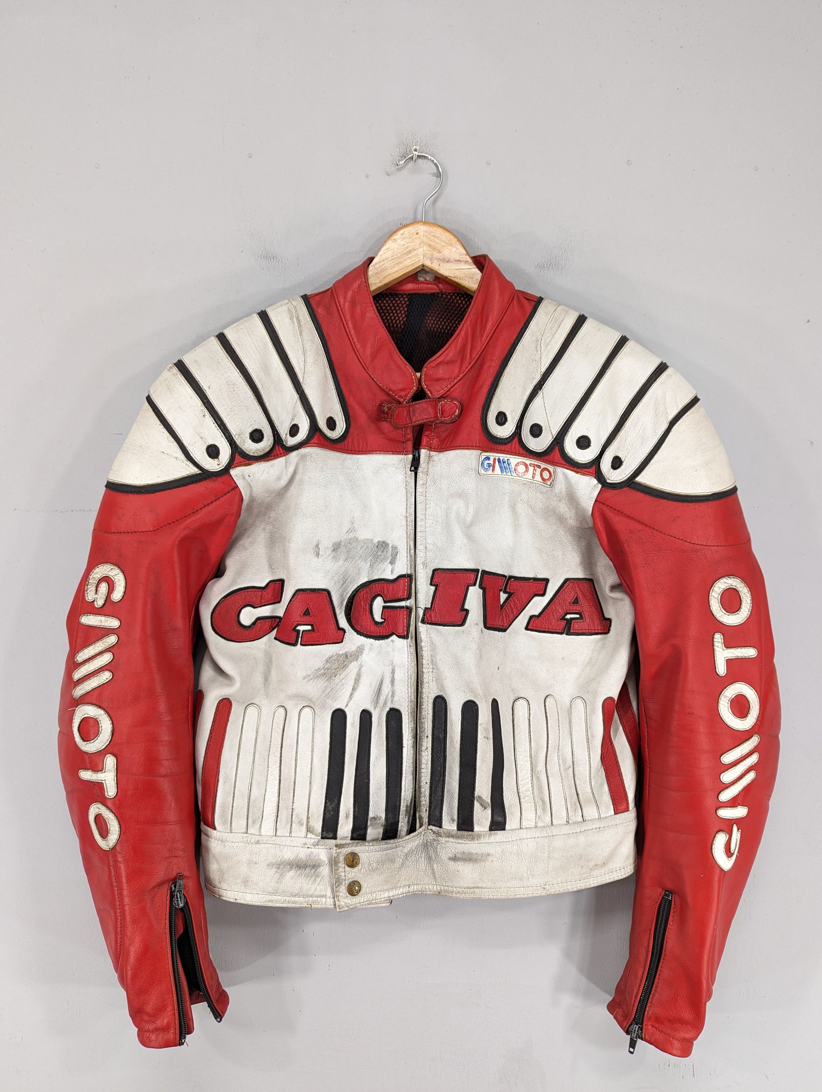 image of vintage Gimoto Gagiva Motorcycle Suit Leather Jacket, Men's (Size Small)