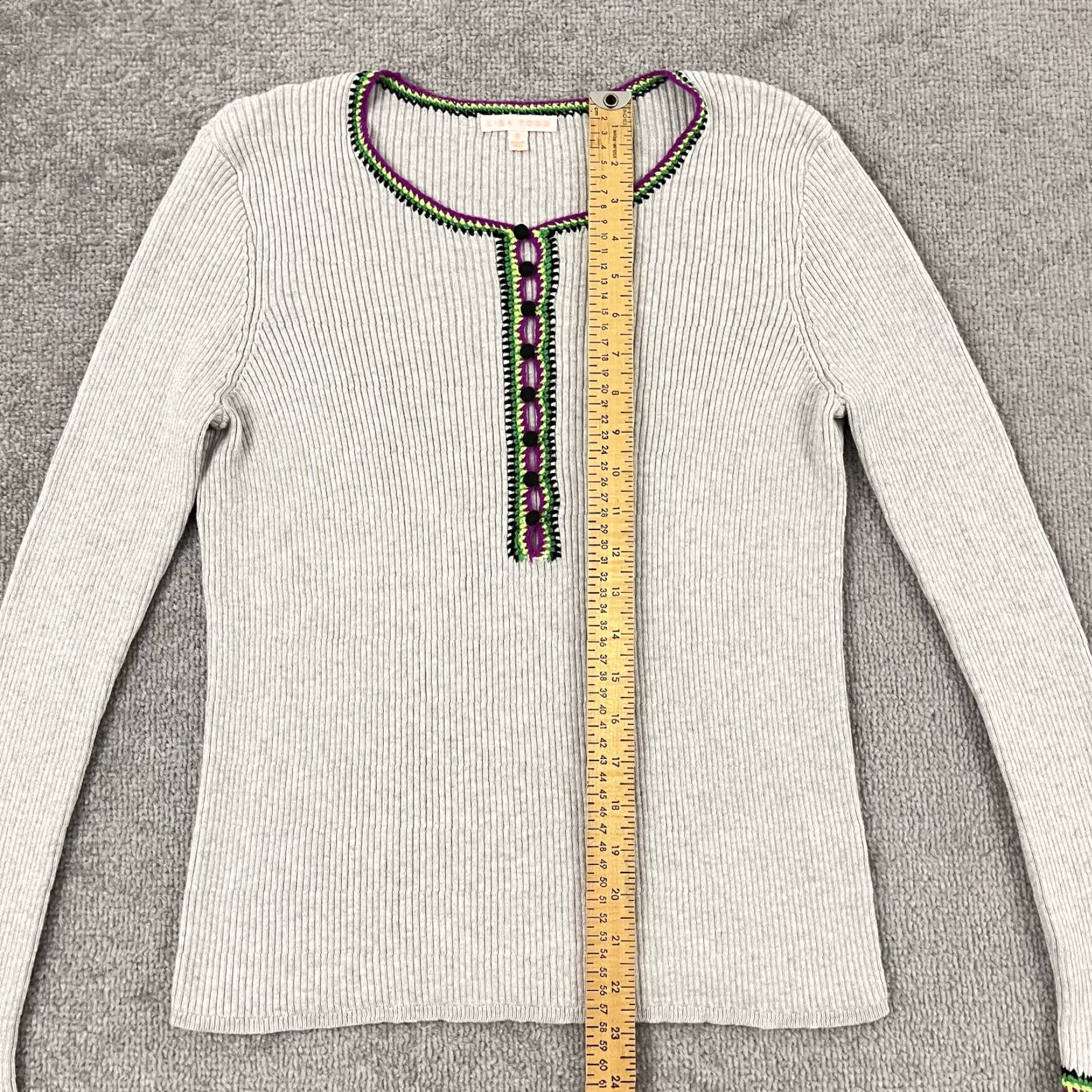 Vintage VINTAGE Lisa Todd Women's Sweater Henley Casual Fall Spring Winter Small Gray Cashmere Blend Knit Size S / US 4 / IT 40 - 6 Thumbnail