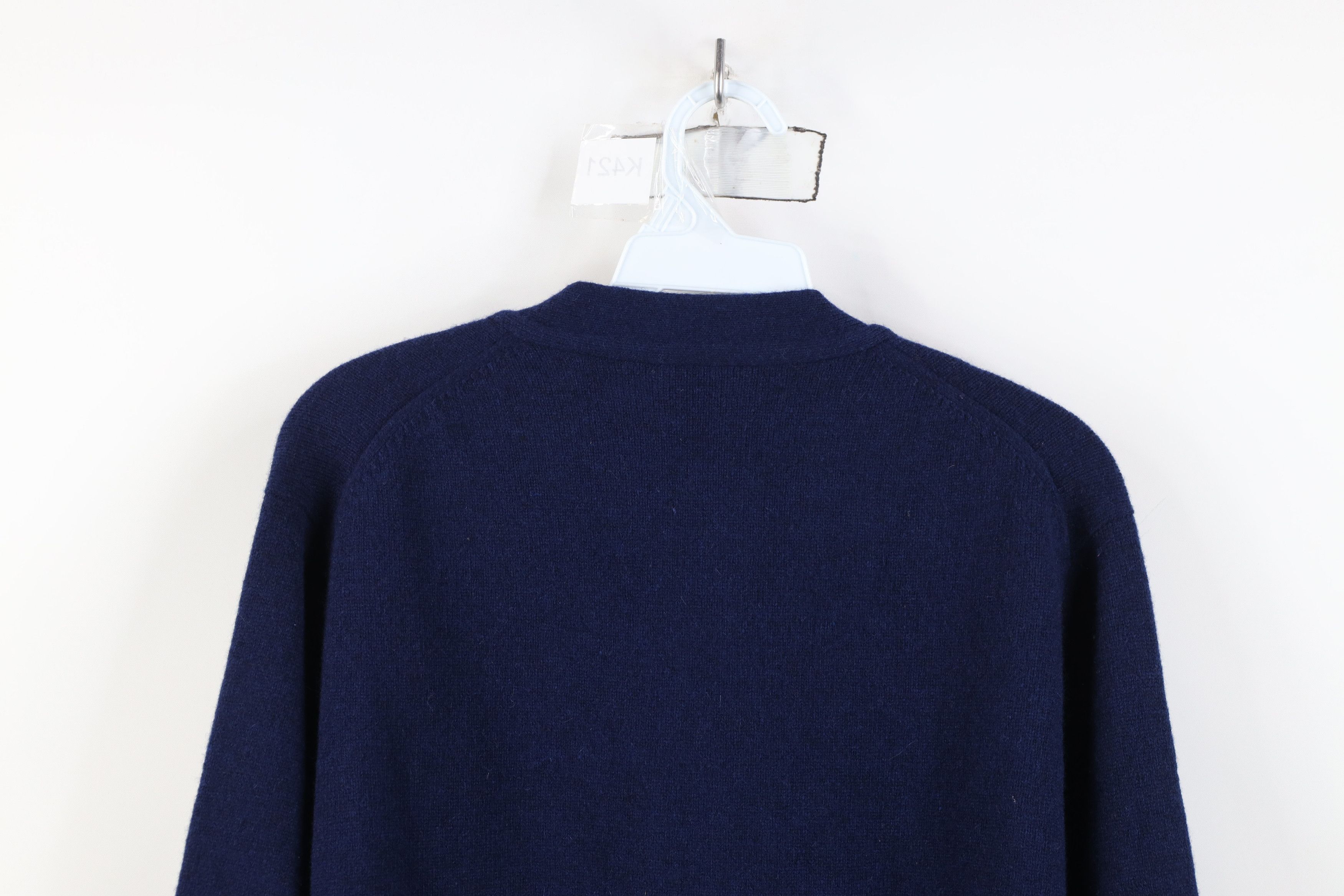 Vintage Vintage 70s Streetwear Lambswool Cardigan Sweater Navy Blue Size US XXL / EU 58 / 5 - 12 Thumbnail