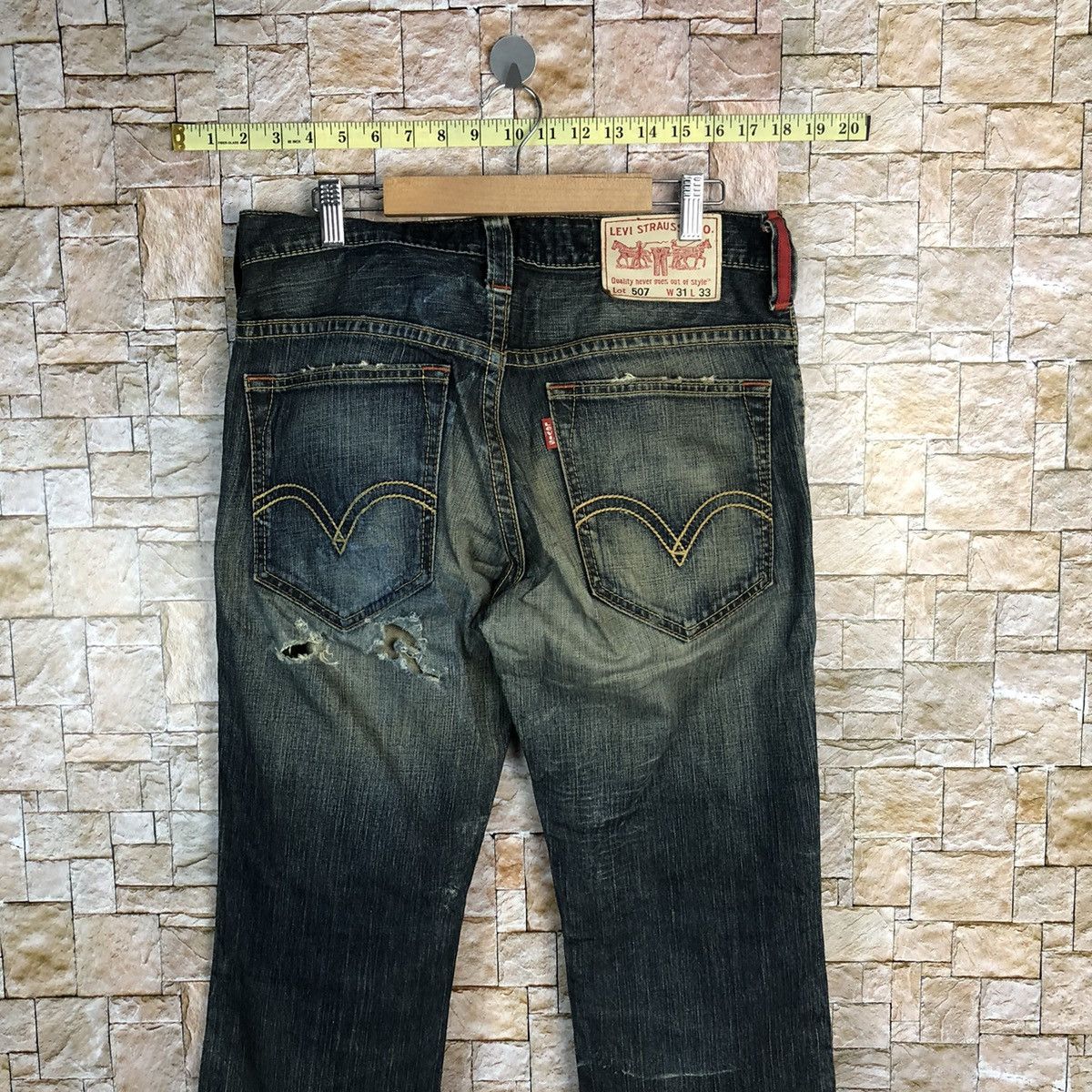 Levi's 507 Levis Blue Denim jeans Pants #7571 Size US 31 - 15 Thumbnail