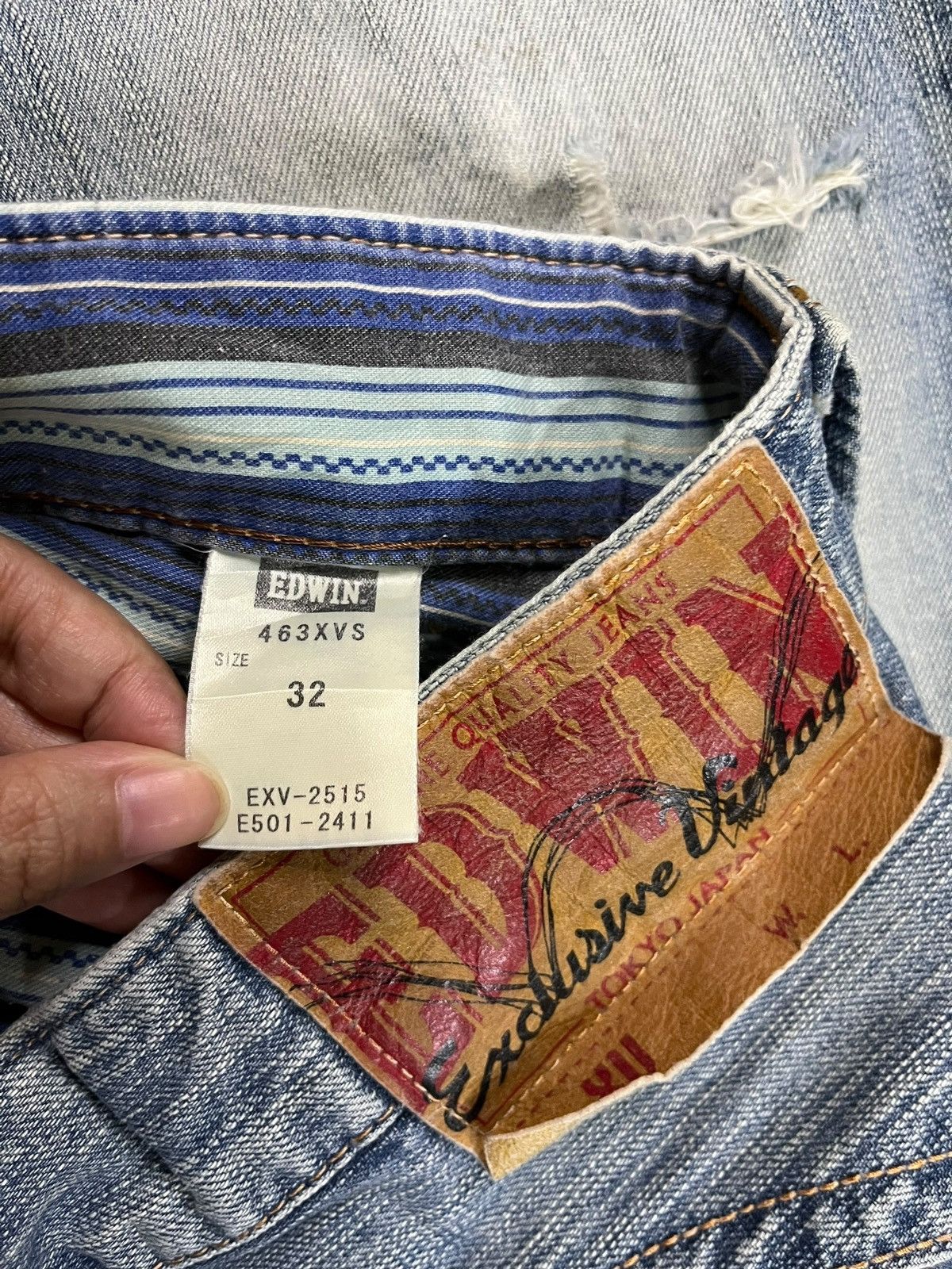 Edwin × Japanese Brand Exclusive Vintage Edwin Japan Light Wash Distressed Jeans Size US 34 / EU 50 - 9 Thumbnail