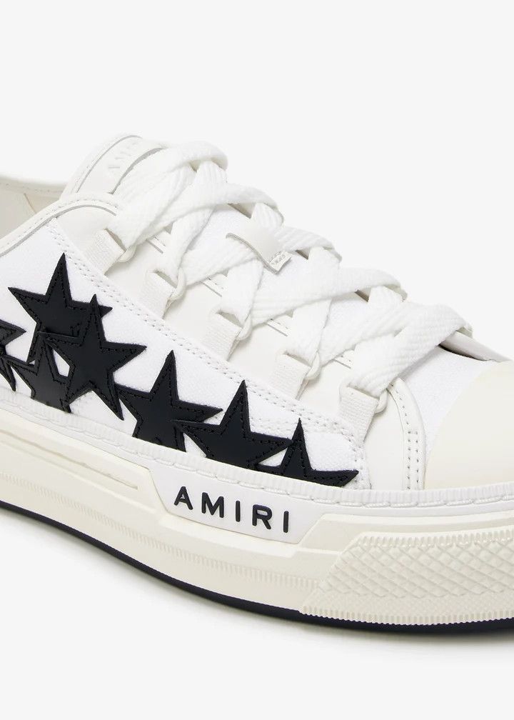 Amiri o1mle0426 Stars Court Low-Top Sneakers in White/Black Size US 15 / EU 48 - 3 Thumbnail