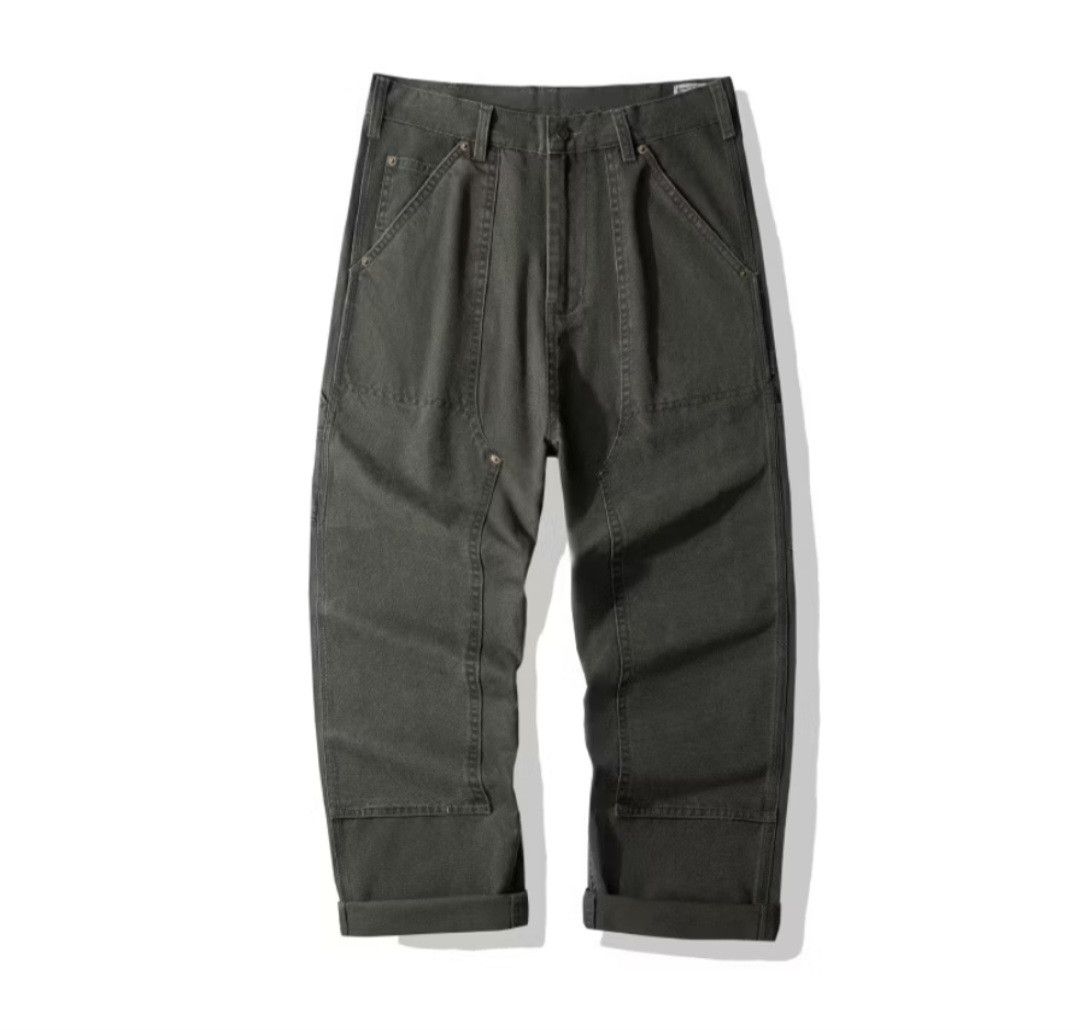 Japanese Brand Double knee green colour Japanese style straight cut pant Size US 32 / EU 48 - 1 Thumbnail