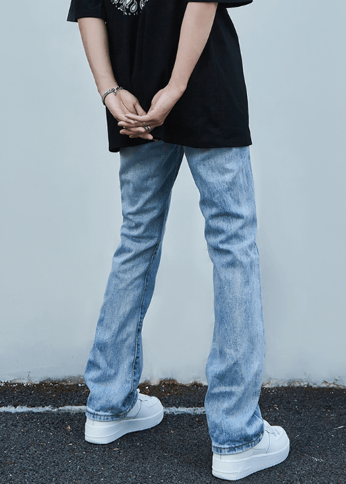 Japanese Brand × Jean Men's street casual fashion washed ripped flared jeans Size US 32 / EU 48 - 4 Thumbnail