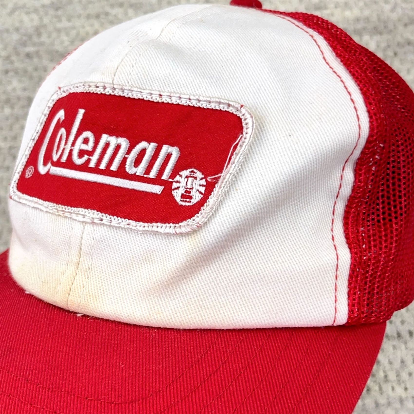 Vintage Vintage Coleman 80s/90s Trucker Hat Cap Snapback Patch Red White Camp Lantern - Adjustable - Classic Outdoor Size ONE SIZE - 5 Thumbnail