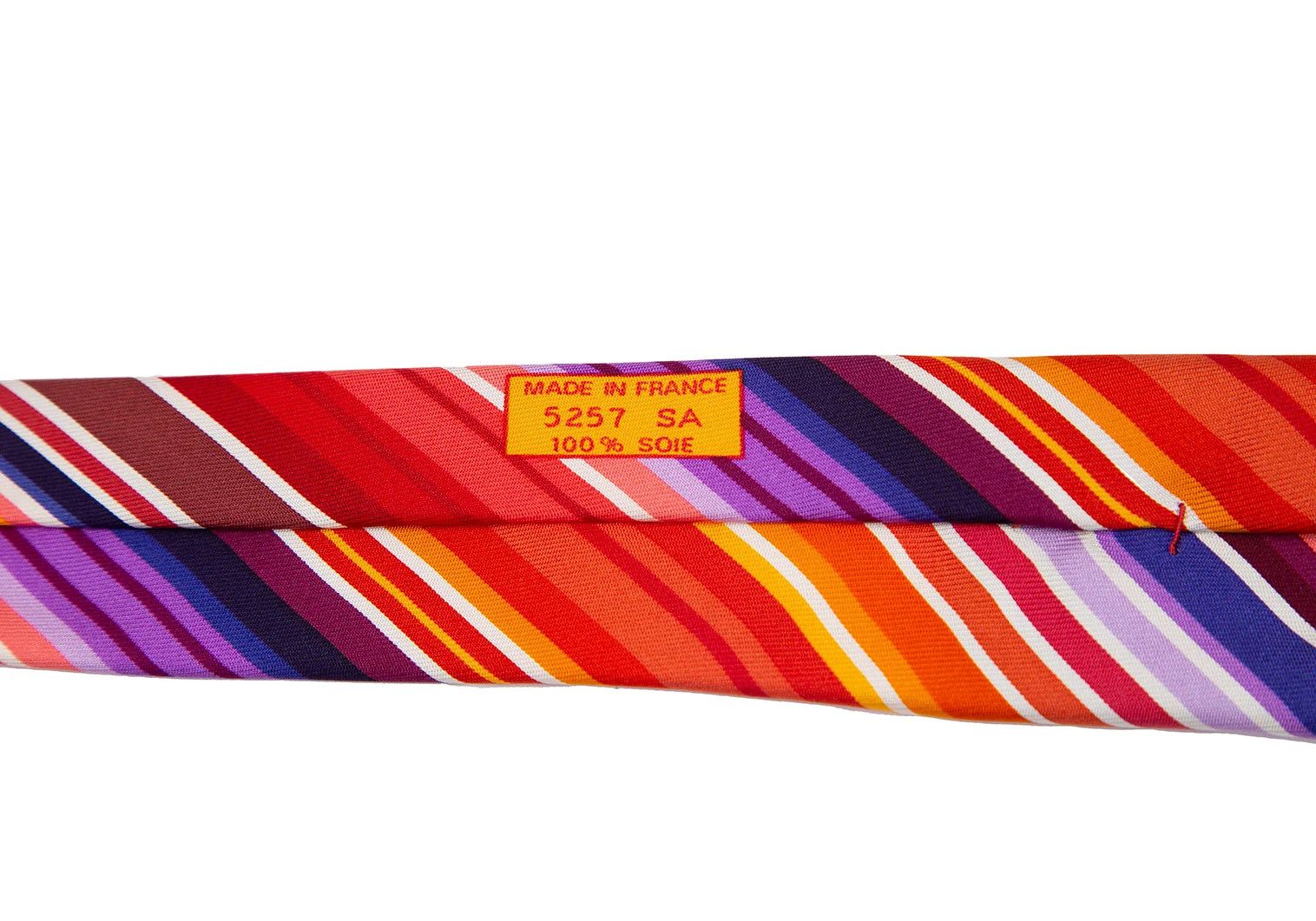 Hermes Colorful Regimental Tie in Multicolor Size ONE SIZE - 7 Thumbnail
