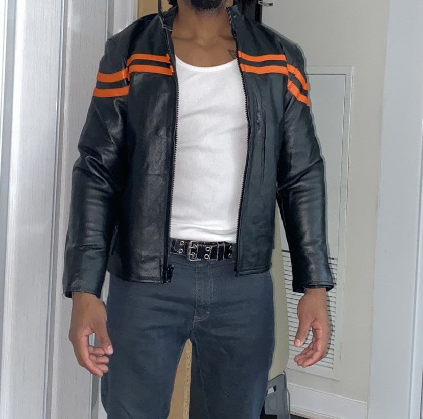 Other Vintage Leather Jacket w Racing Stripes - Men’s Large Size US L / EU 52-54 / 3 - 3 Thumbnail