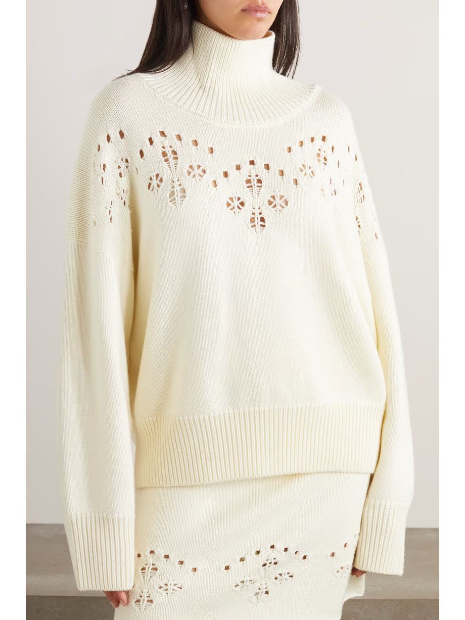 Chloe o1y0825 Turtleneck Sweater in Cream Size M / US 6-8 / IT 42-44 - 2 Thumbnail