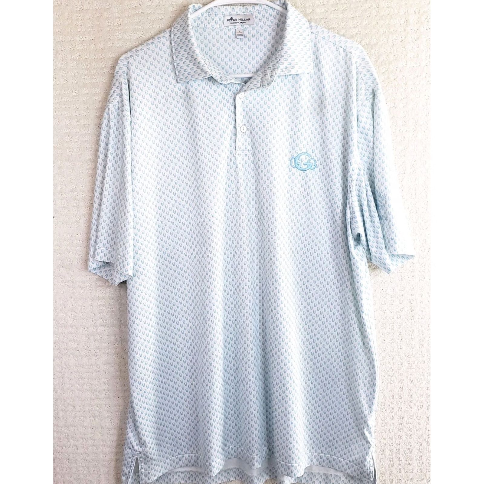 Peter Millar Peter Millar Summer Comfort Shirt Mens L White Polo Stretch Skull Geometric Pattern Golf Tee Size US L / EU 52-54 / 3 - 2 Thumbnail