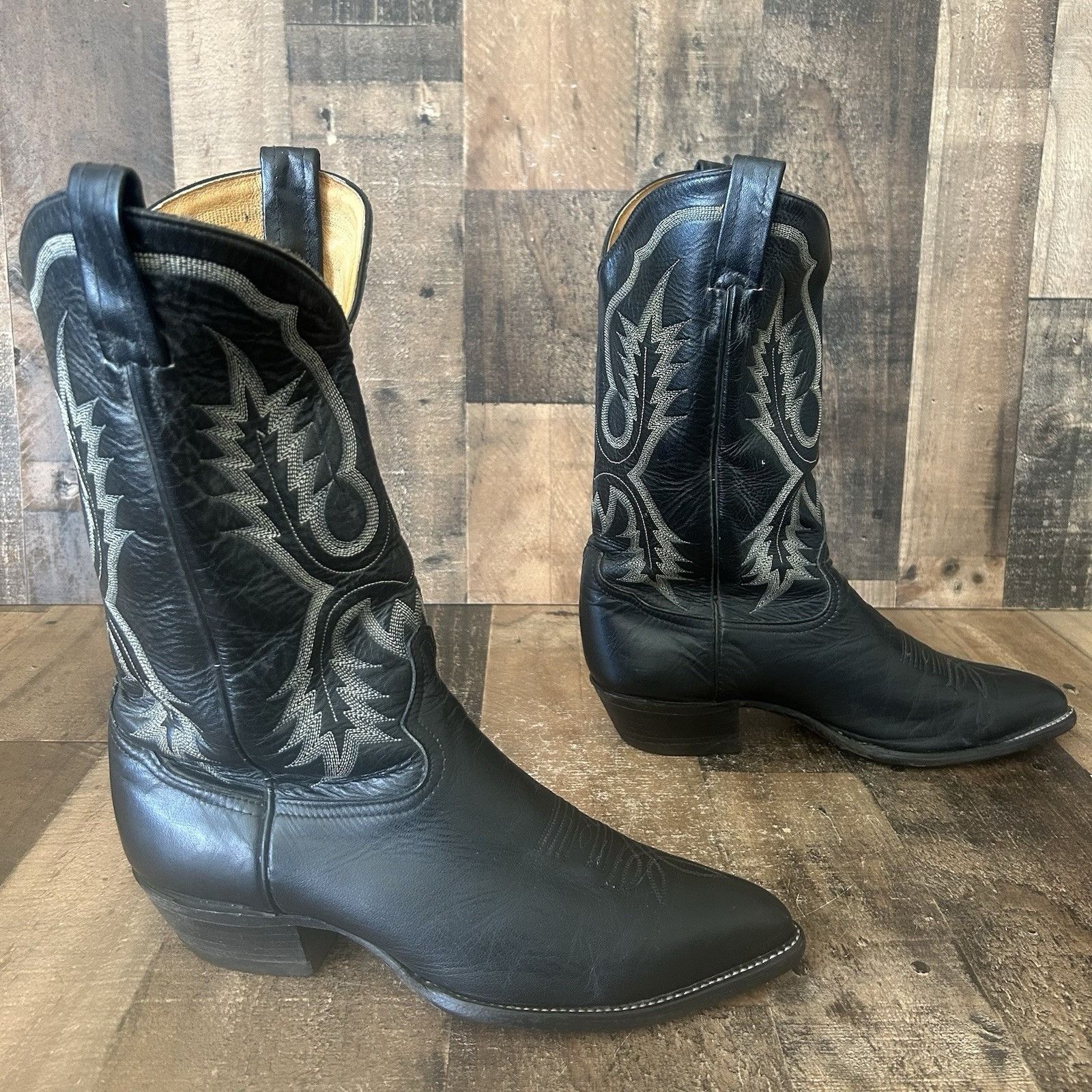 Tony Lama Tony Lama Vintage Classic Black Cowboy Boots Mens 10.5 EE Size US 10.5 / EU 43-44 - 12 Thumbnail