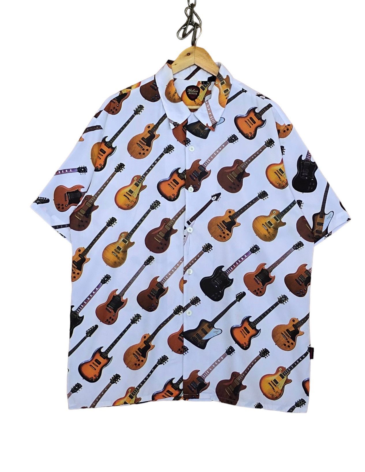 Dragonfly Vintage 90s Gibson Guitar By Dragonfly Full Print Shirt Size US L / EU 52-54 / 3 - 1 Thumbnail