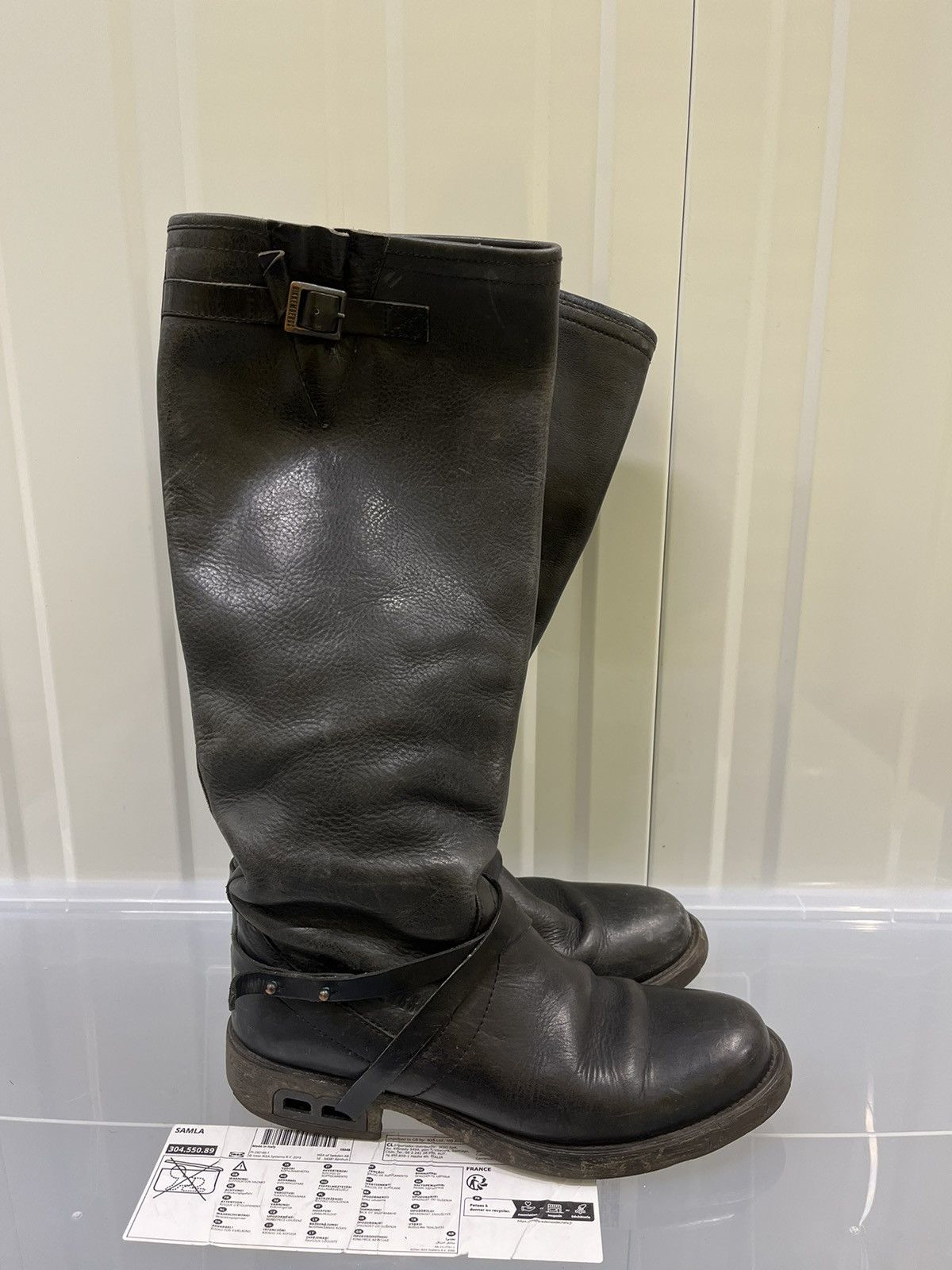 image of Dirk Bikkembergs Engineer Strap High Boots in Black, Women's (Size 10)