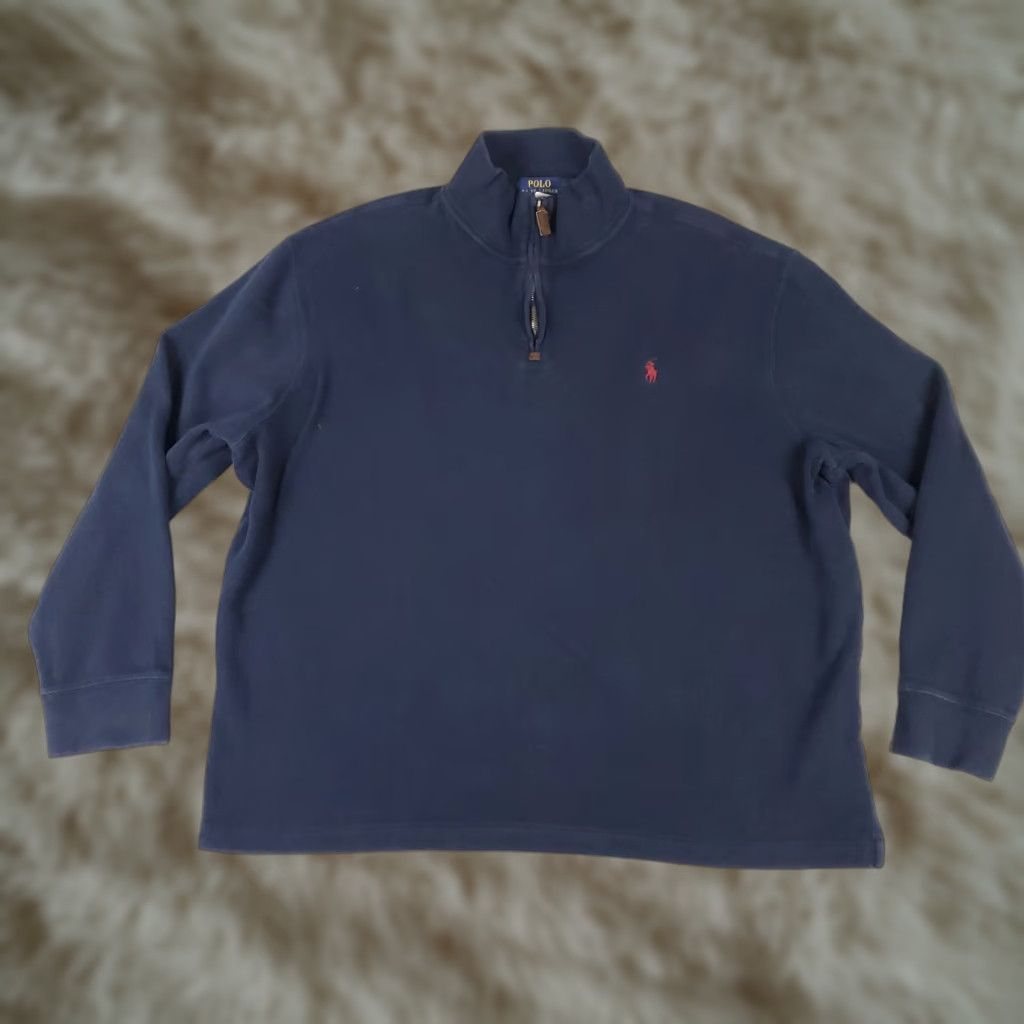 Ralph Lauren VINTAGE Ralph Lauren Sweater Pullover 1/4 Zip Mens 2XL Blue Cotton Modern Size US XXL / EU 58 / 5 - 1 Thumbnail