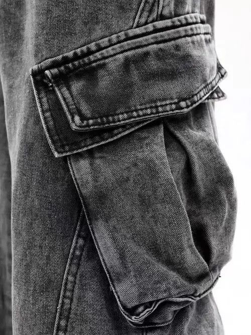 Japanese Brand Retro washed distressed stacked cargo jeans Size US 32 / EU 48 - 4 Thumbnail
