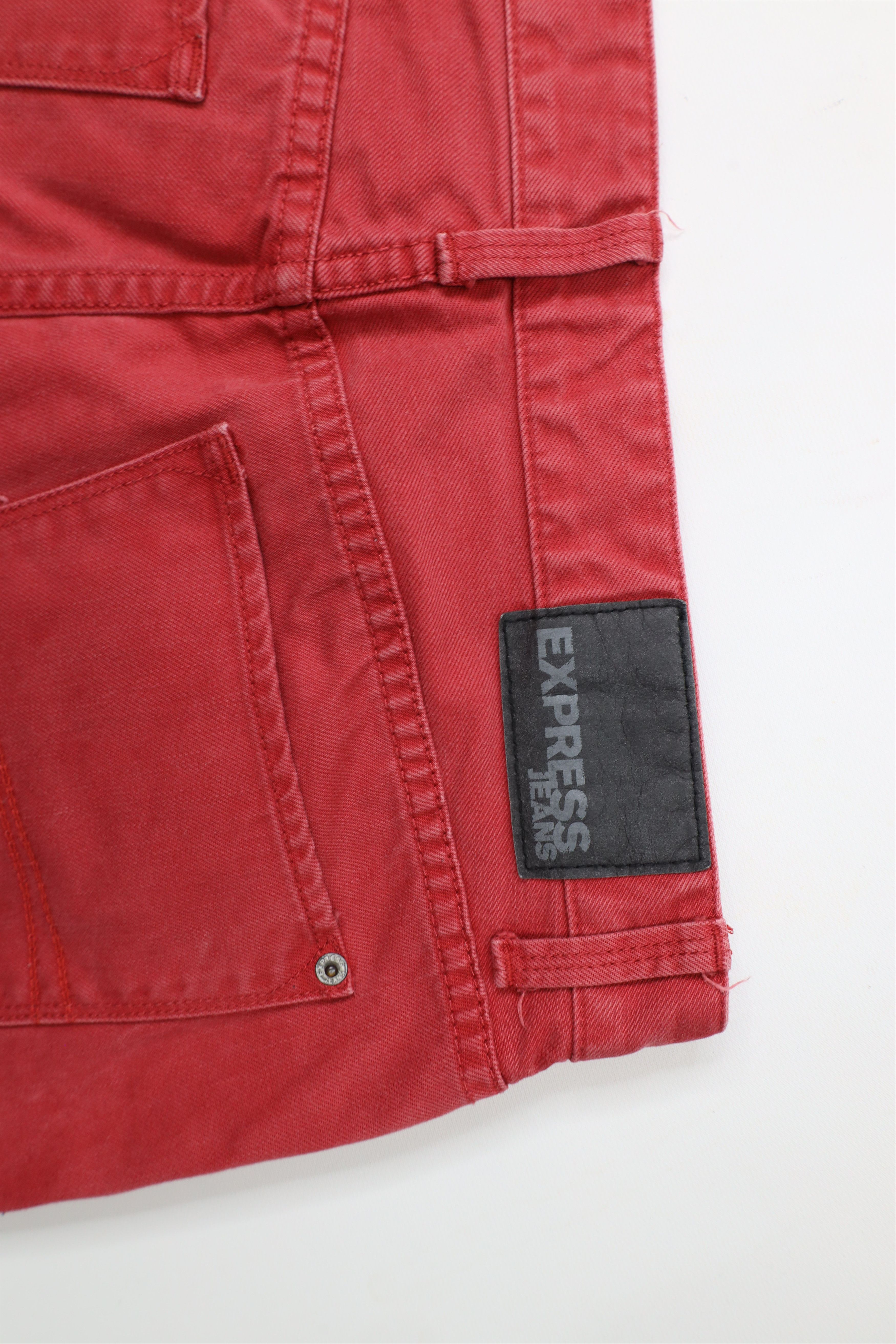 Express × Vintage Express Rocco Slim Fit Skinny Leg Denim Jeans Red Cotton Size US 32 / EU 48 - 12 Thumbnail