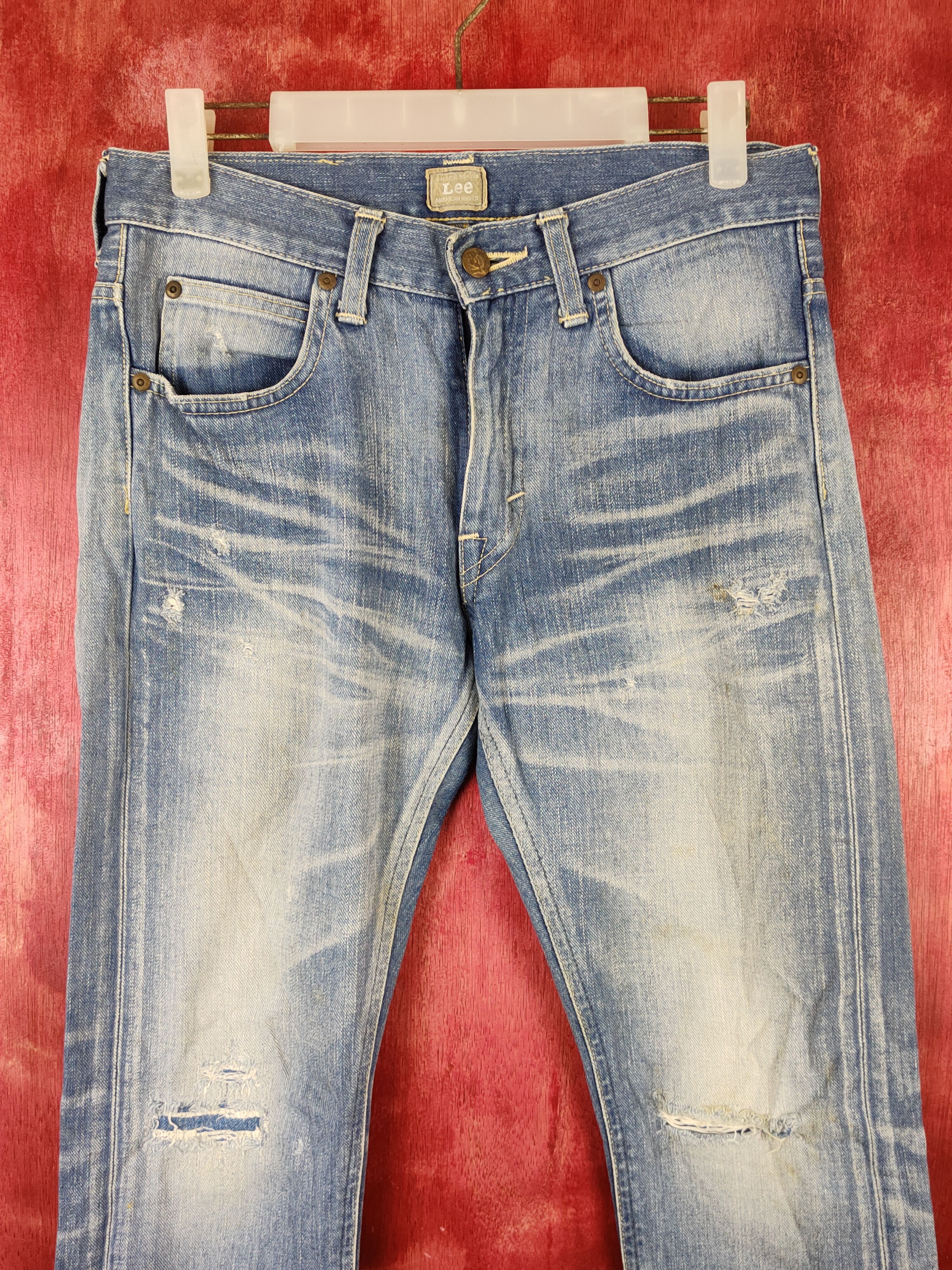 Lee Blue Faded Distressed Ripped Jeans #S1812