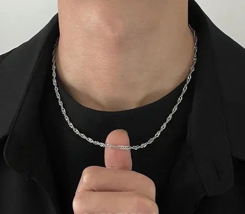 Jewelry Silver Twisted Chain Necklace Size ONE SIZE - 3 Thumbnail