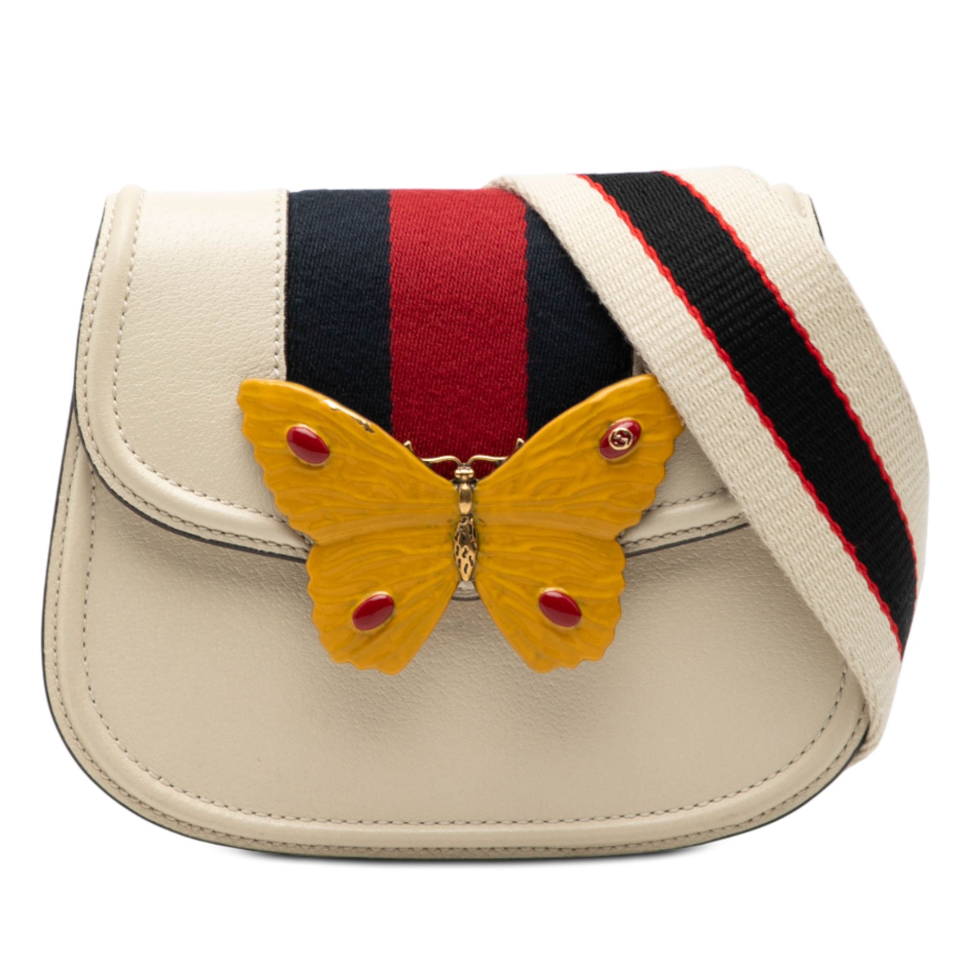 Gucci Gucci Small Calfskin Web Linea Butterfly Totem Crossbody Size ONE SIZE - 1 Thumbnail