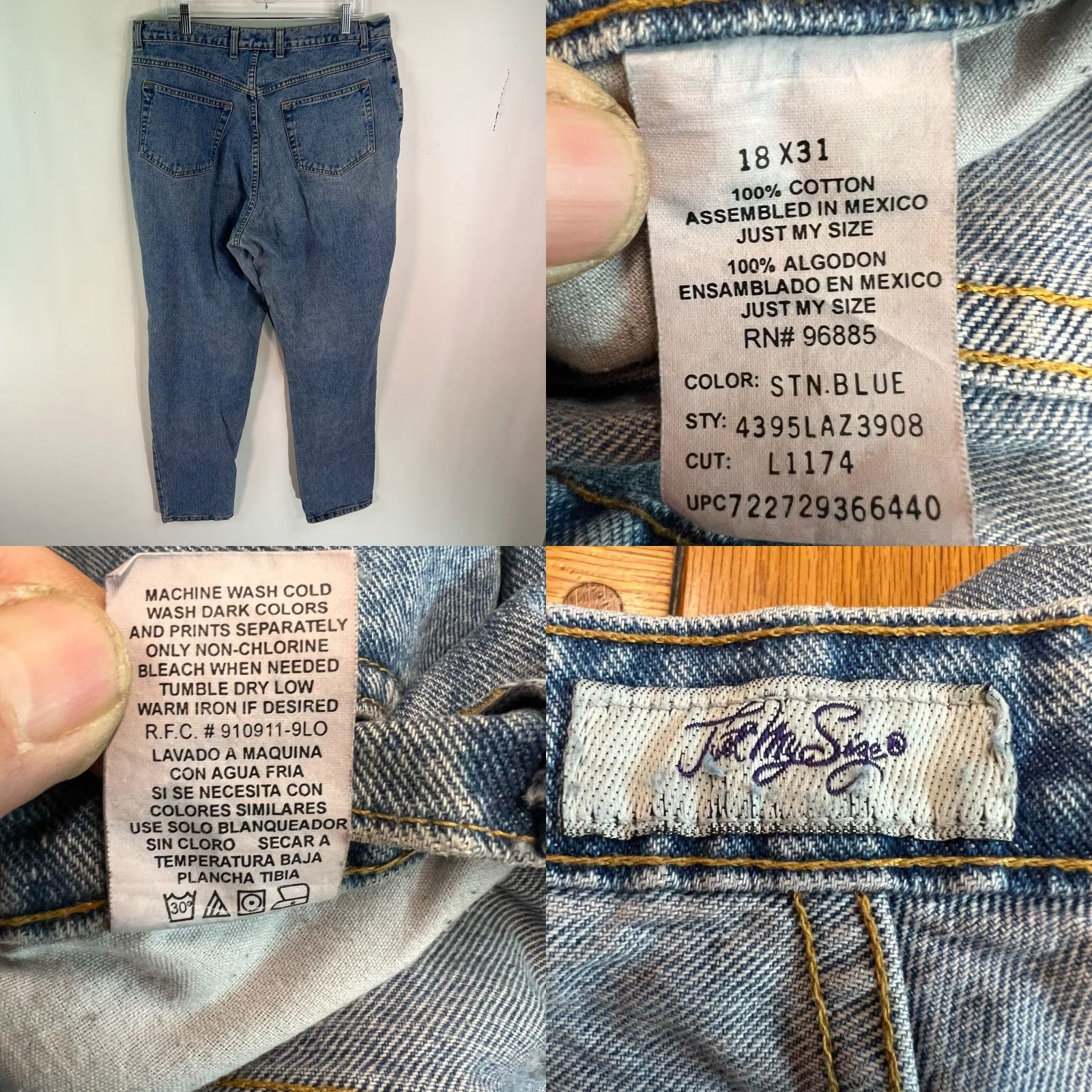 Vintage VINTAGE Just My Size Womens High Rise Boot Cut Blue Denim Jeans Size 18X31 Size 40" / US 18 - 8 Thumbnail