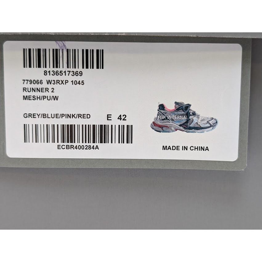 Balenciaga o1rshd1 Runner 2 Mesh/Pu/W Sneakers in Grey/Blue/Pink/Red Size US 9 / EU 42 - 9 Thumbnail