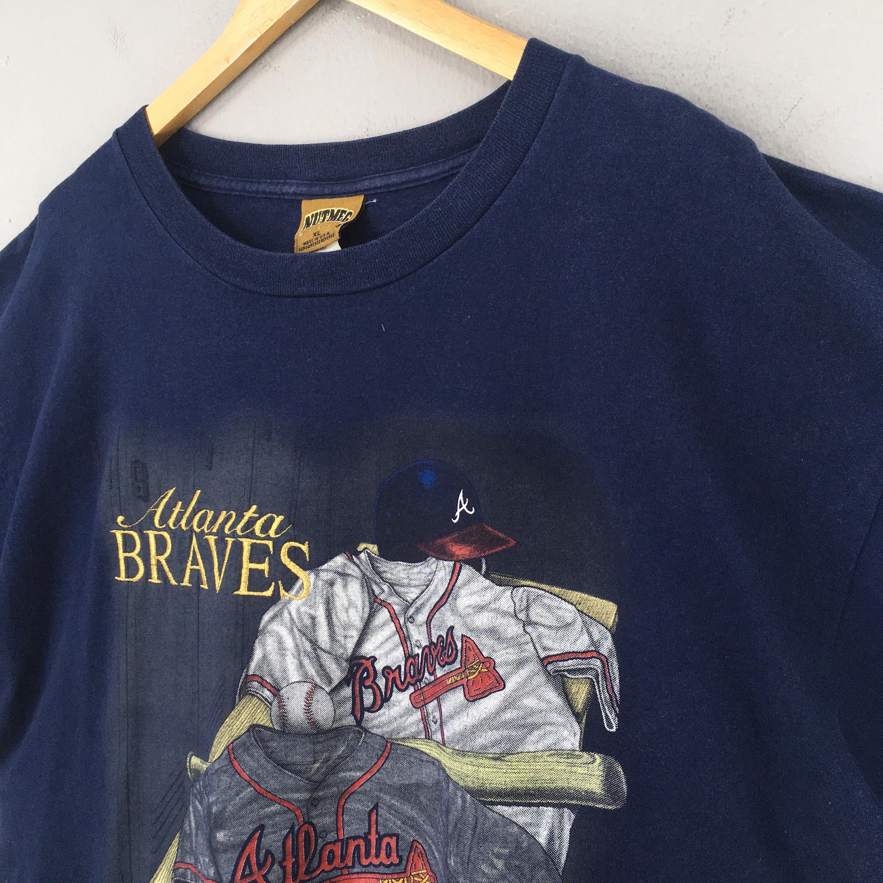 MLB × Vintage Vintage 90s Atlanta Braves MLB Blue Tshirt XLarge Size US XL / EU 56 / 4 - 3 Thumbnail