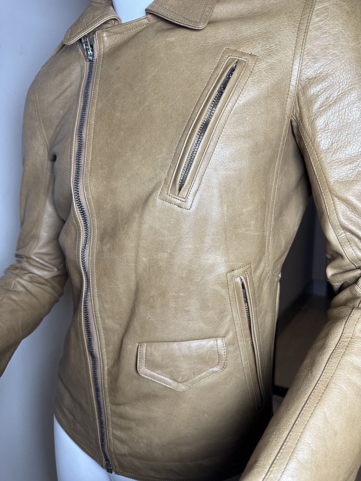 Rick Owens Rick Owens Camel Beige Leather Biker Jacket – FW16 Mastodon Size US S / EU 44-46 / 1 - 5 Thumbnail