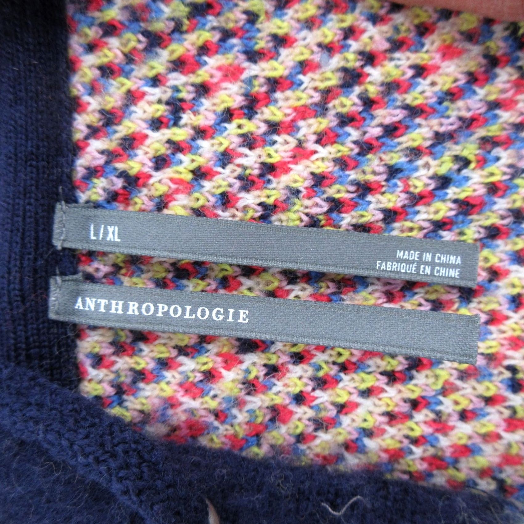 Anthropologie Anthropologie Sweater Womens L/XL Multicolor V-Neck Hooded Knit Pullover Casual Winter Geometric Knit Size L / US 10 / IT 46 - 5 Thumbnail