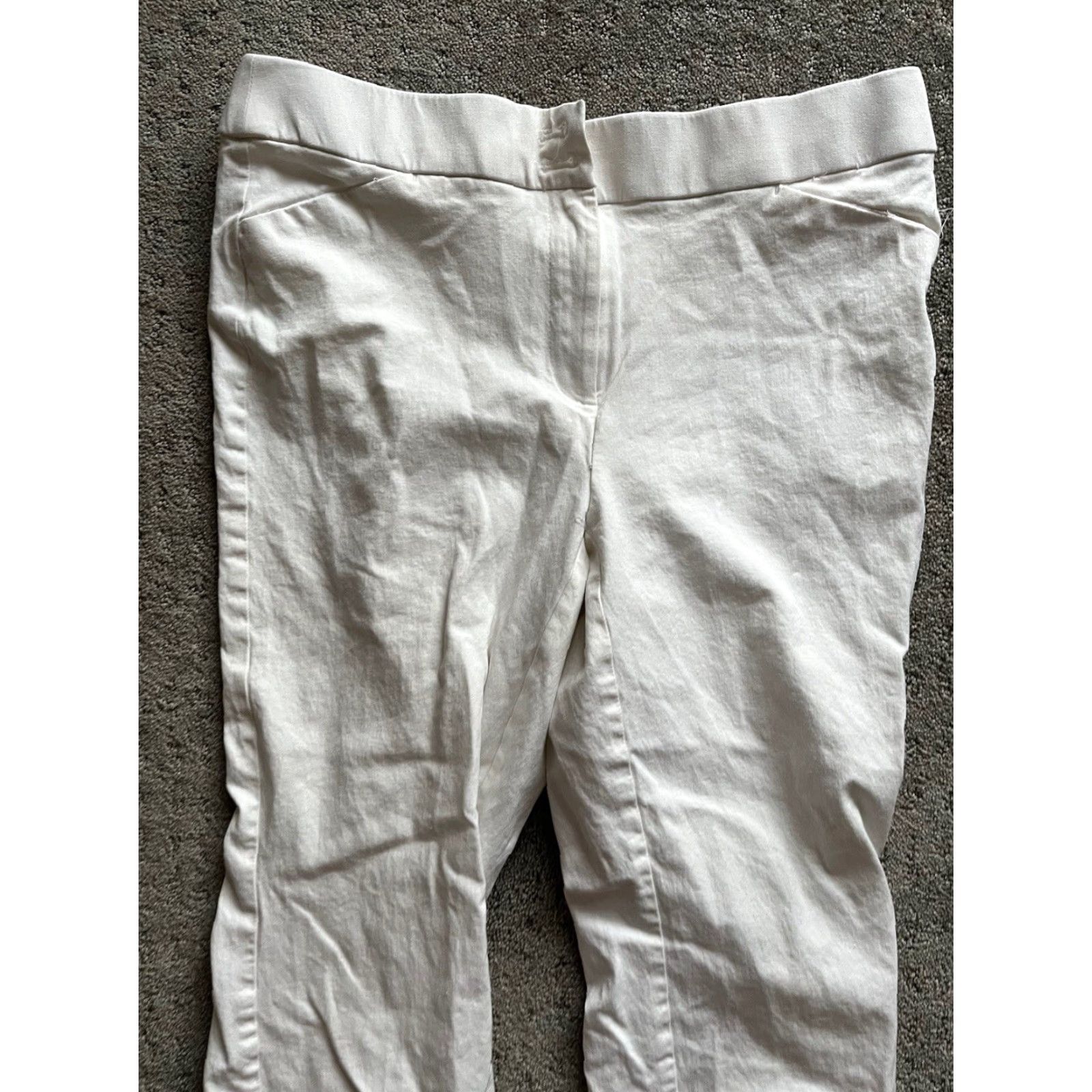 Vintage Chico's Pants White Knit High Rise Ankle Straight Leg 0 Regular Women Stretch Machine Washable Size 25" / US 0 / IT 36 - 2 Thumbnail