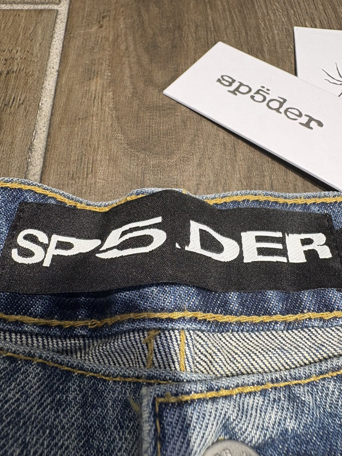 Sp5der Sp5der Light Blue Wash Web Stone Denim Shorts Size US 34 / EU 50 - 2 Thumbnail