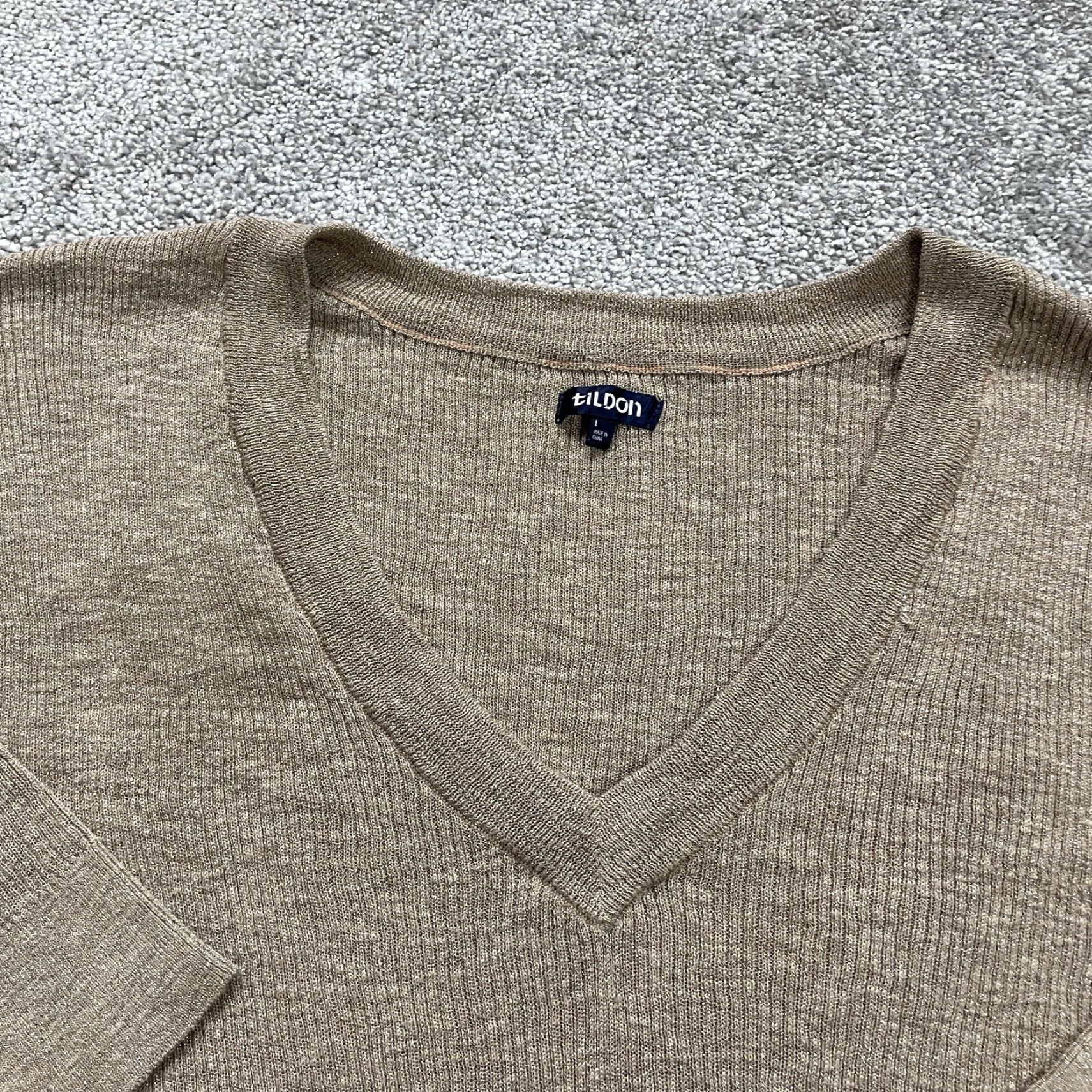 Vintage Tildon Pullover Sweater Womens Large Brown Glitter Sparkly V-Neck Knit Size L / US 10 / IT 46 - 3 Thumbnail