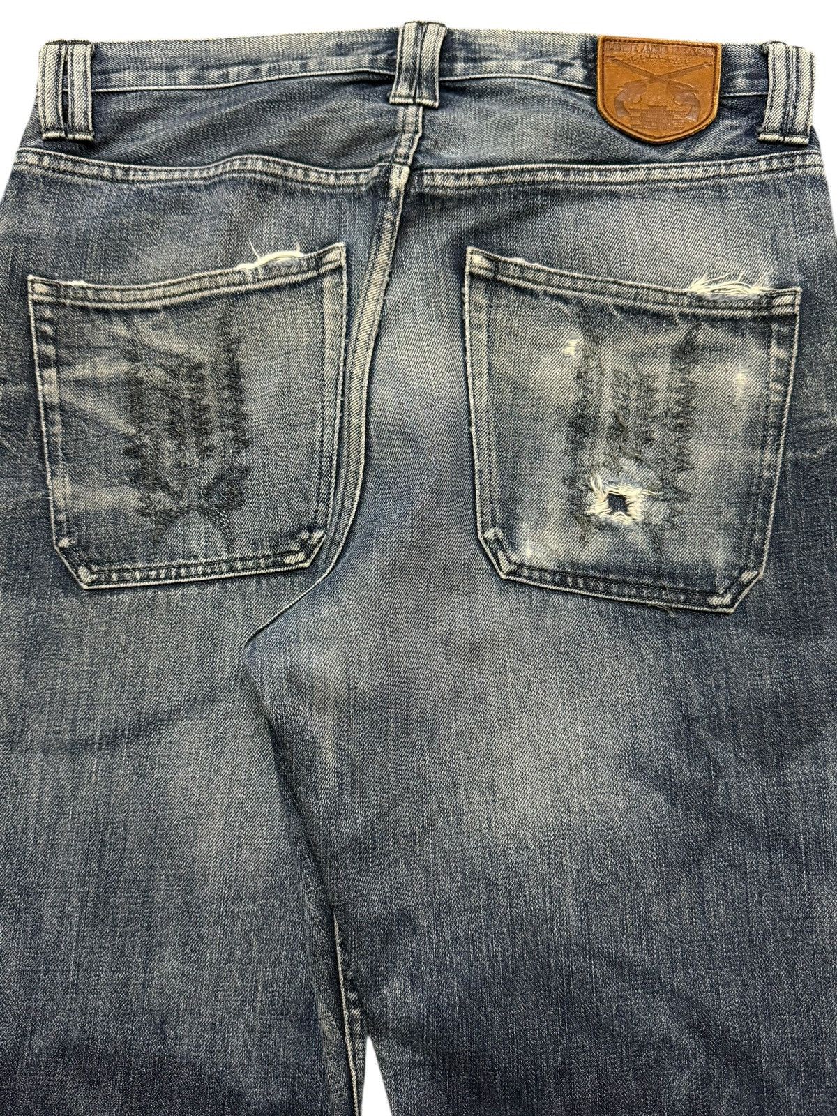 Roar Vintage 90s Japan Roar Blue Faded Wash Whisker Distressed Size US 32 / EU 48 - 6 Thumbnail