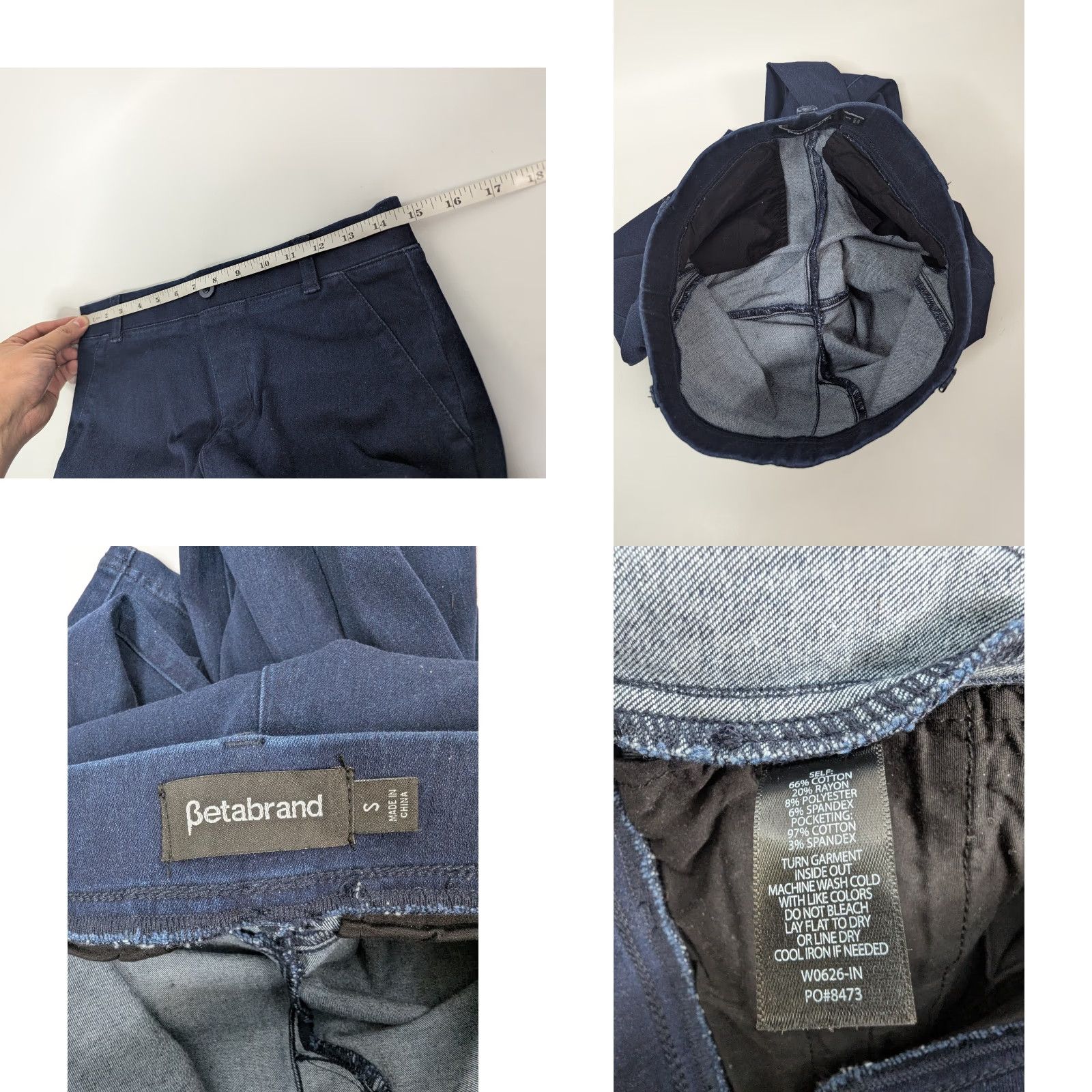 Denime Betabrand Denim Jeans Straight Leg W0626 S Indigo 4-Way Stretch Elastic Waist Logo Pockets Long Classic Women’s Pants Size 28" / US 6 / IT 42 - 8 Thumbnail