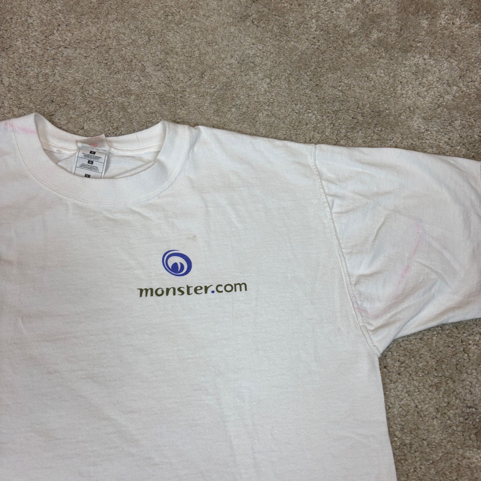 Fruit Of The Loom × Vintage Vintage Y2K Monster.Com Job Board Short Sleeve Shirt Large Size US L / EU 52-54 / 3 - 4 Thumbnail