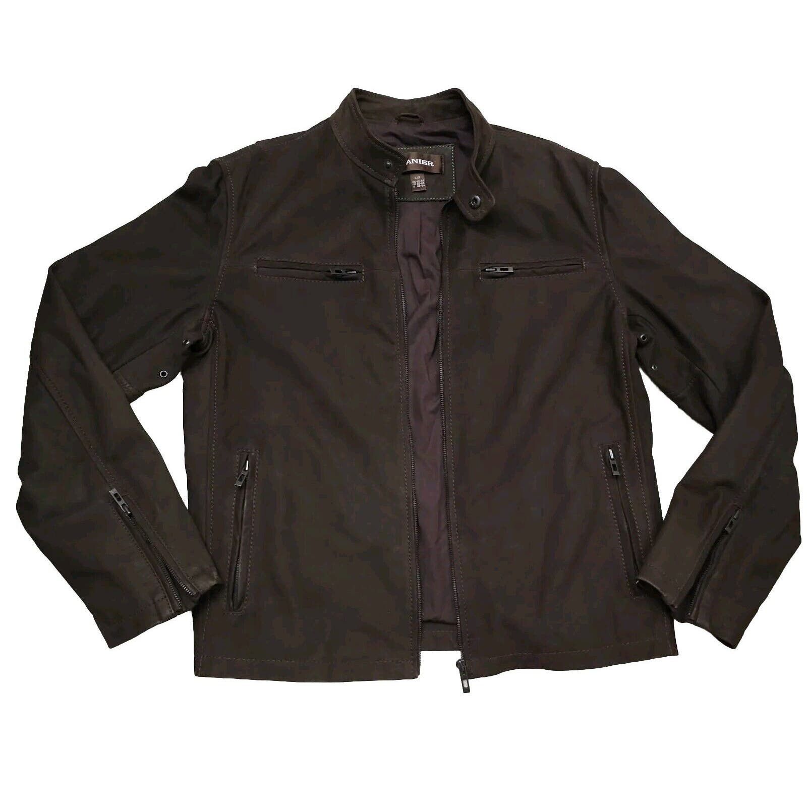 image of Danier Stitching Finish Moto Genuine Leather Bomber Patina L in Brown, Men's (Size Large)