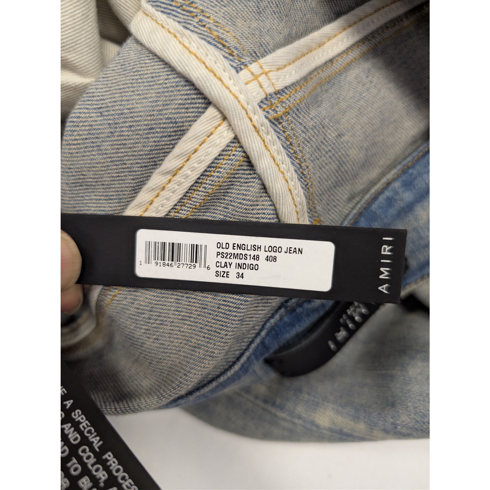 Amiri o1rshd1 Old English Logo Jean Denim Jeans Clay Indigo Size US 34 / EU 50 - 22 Thumbnail