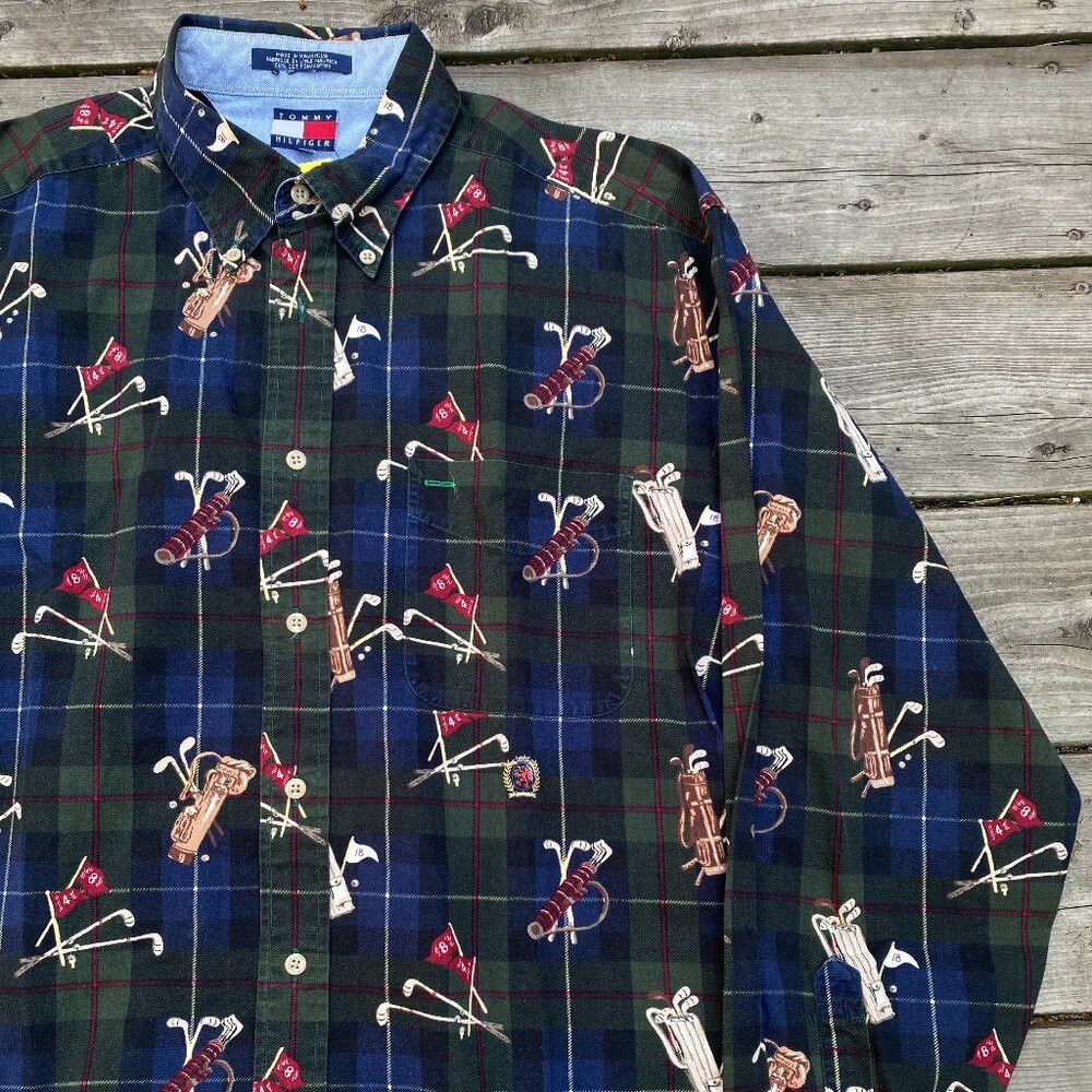 Vintage 1994 Tommy Hilfiger Polo Golf Button Up Shirt Large