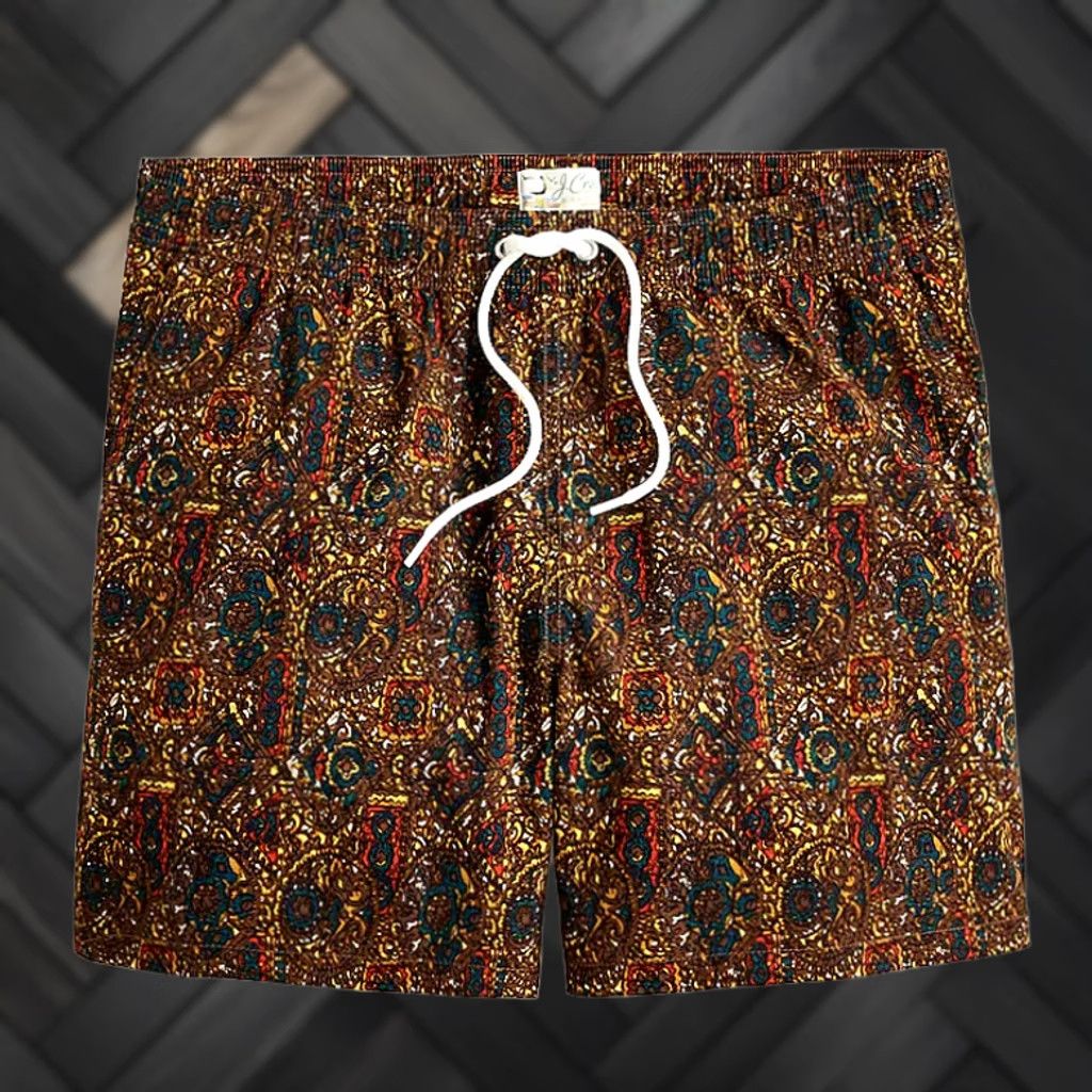 J.Crew J.CREW 5" Stretch Swim Trunk Mens Small In Print With ECONYL® Nylon Board Short Geometric Multicolor Beach Athleisure 90s Mens Shorts XS- Wait Size US 29 - 1 Thumbnail