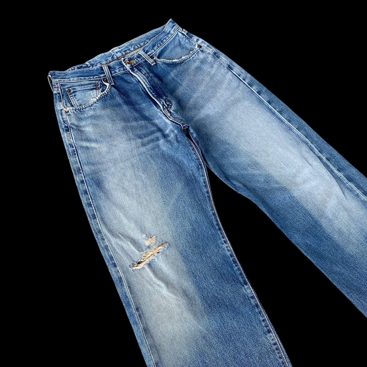 Edwin VTG 90S EDWIN 505 REDLINE GRUNGE BLUEWASH DISTRESSED DENIM Size US 29 - 3 Thumbnail
