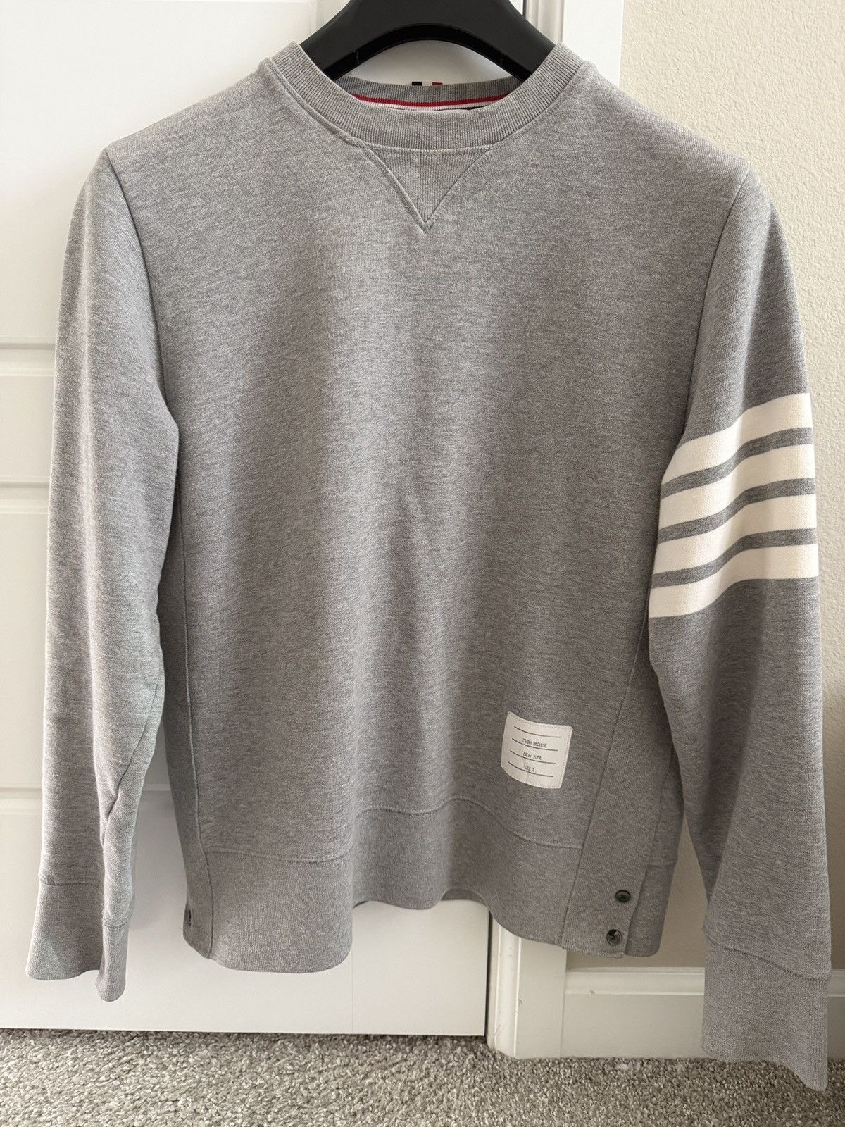 Thom Browne Thom Browne Gray Crewneck Sweatshirt 4-Bar Stripe Size 3 Size US M / EU 48-50 / 2 - 1 Thumbnail